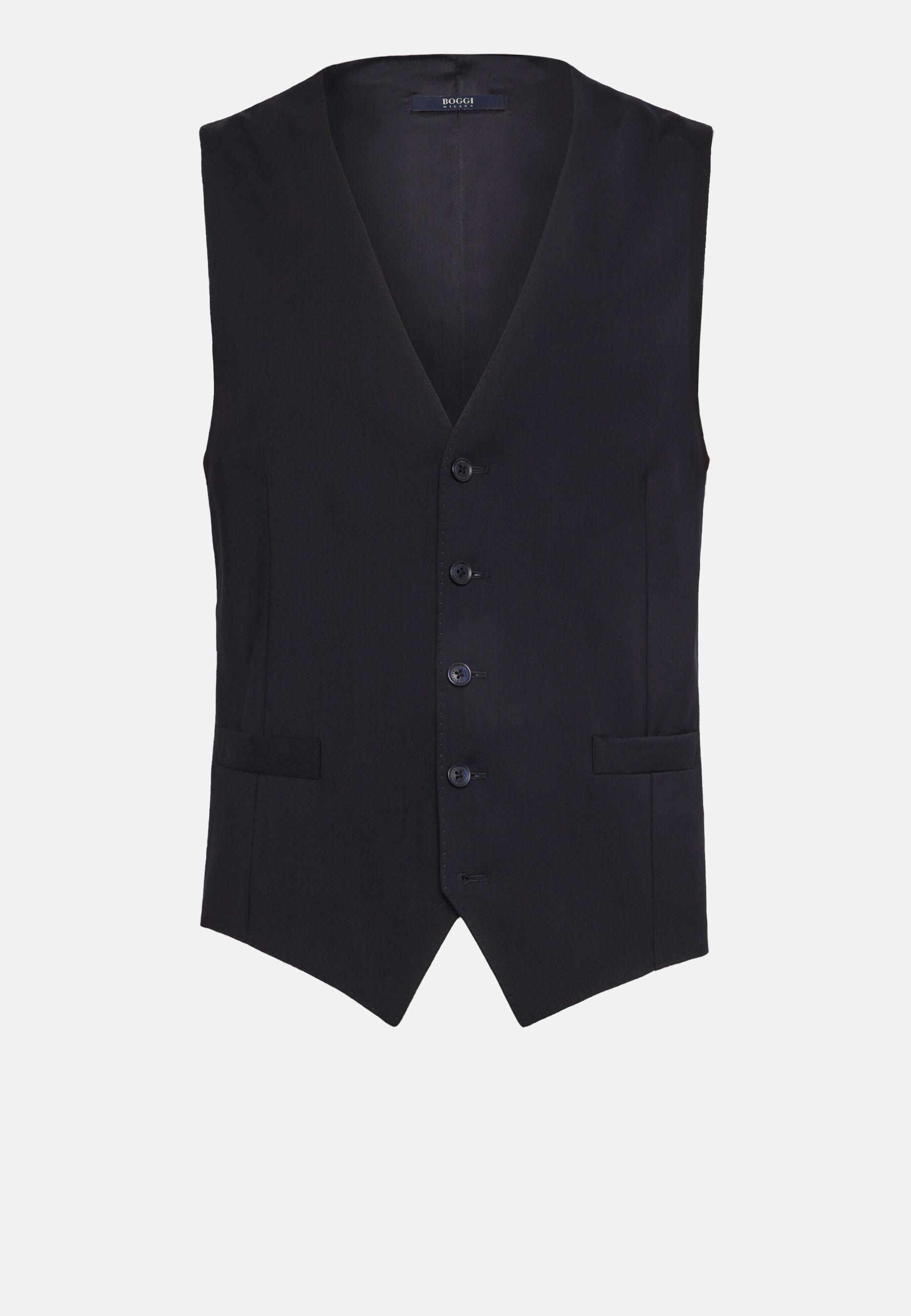 Stretch Wool Twill Waistcoat Navy, Navy blue, large image number 5