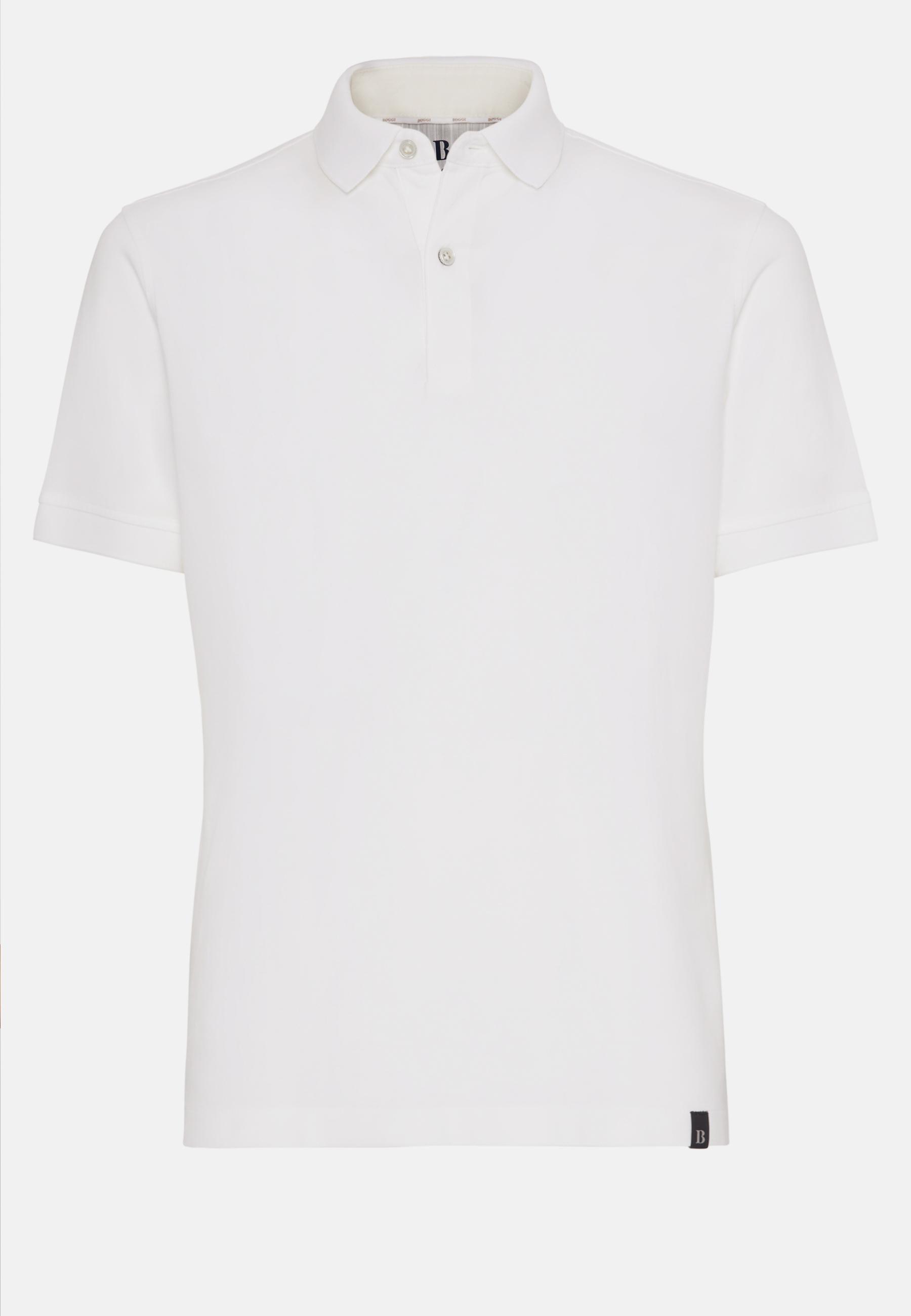 White Regular Fit Cotton Pique Polo Shirt, , large image number 3