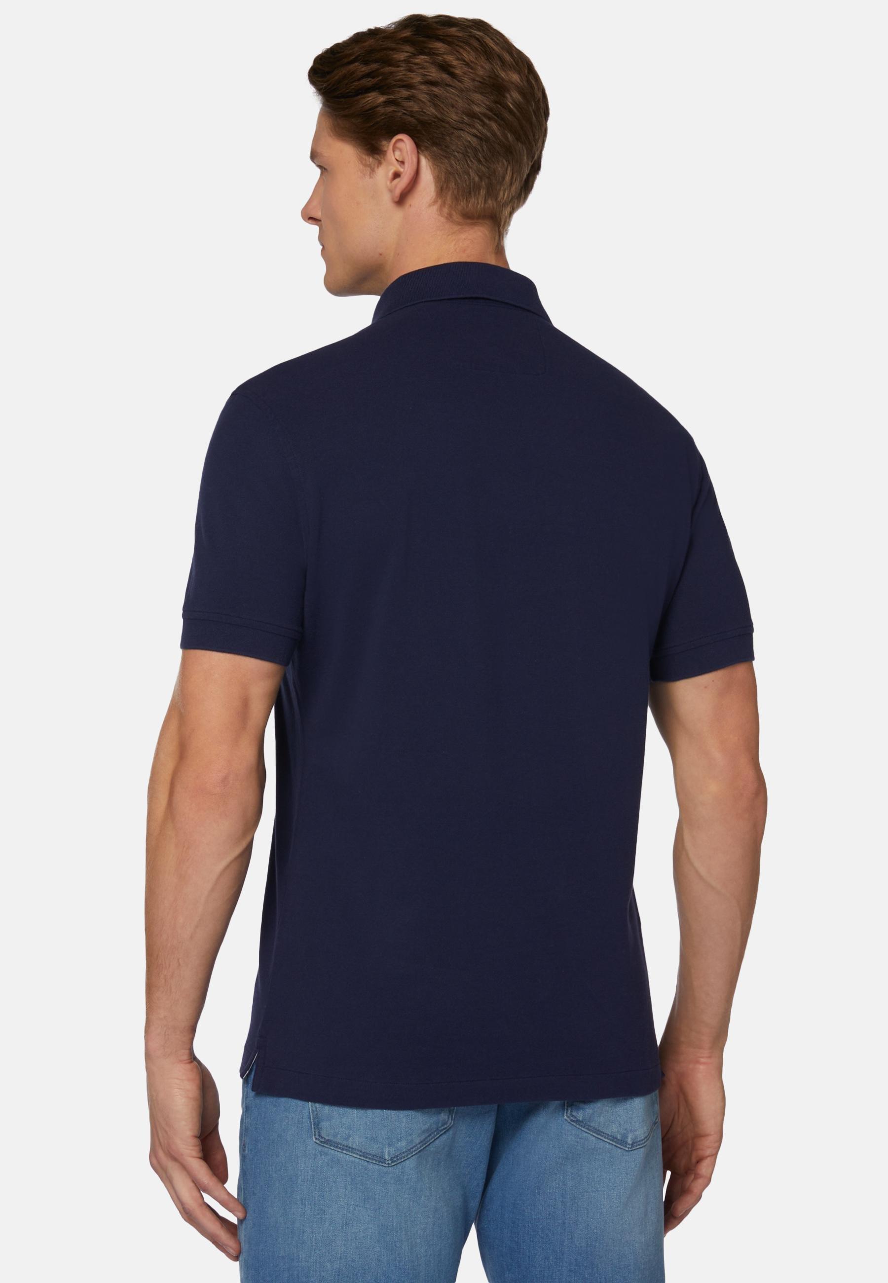 Blue Cotton Pique Polo Shirt, , large image number 2