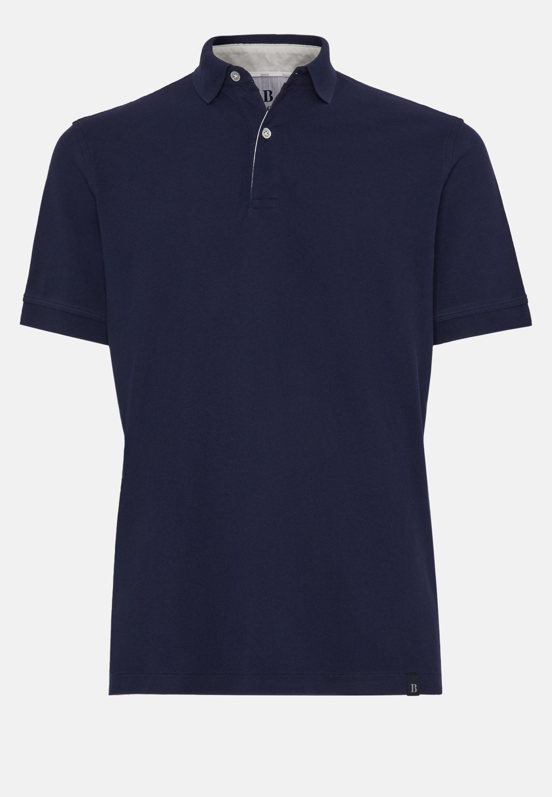 Blue Cotton Pique Polo Shirt, , large image number 3
