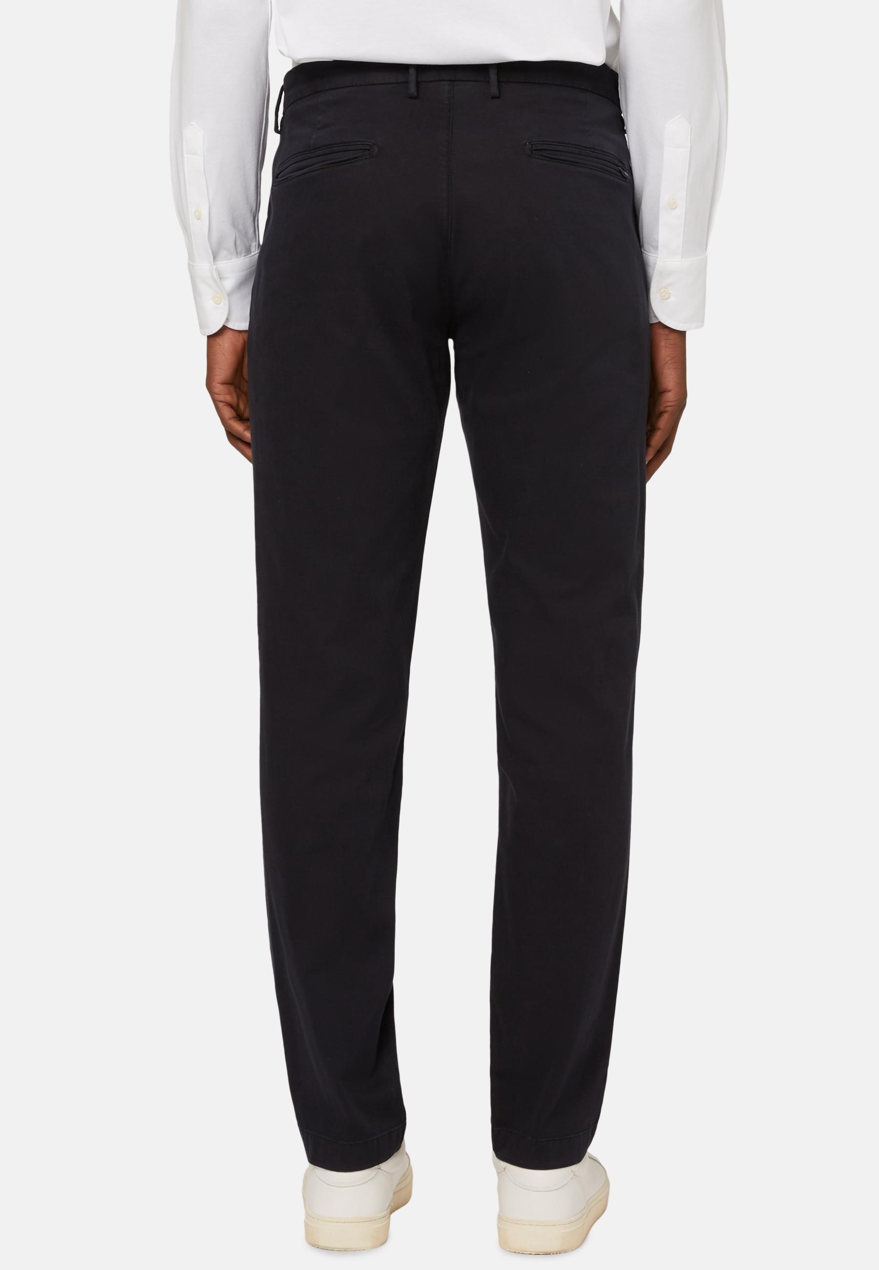 Blue Stretch Cotton/Tencel Trousers, , large image number 2