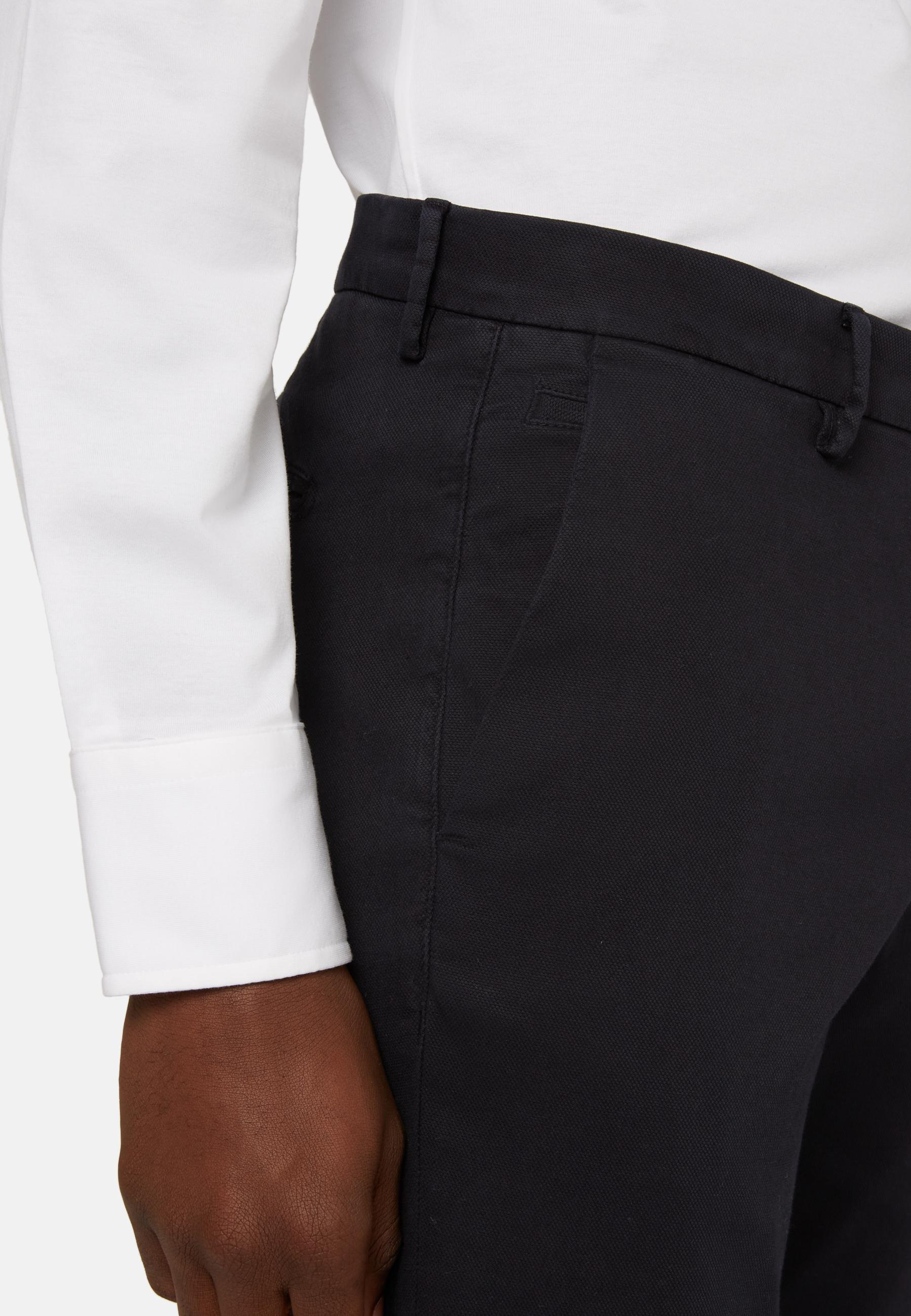 Blue Stretch Cotton/Tencel Trousers, , large image number 3