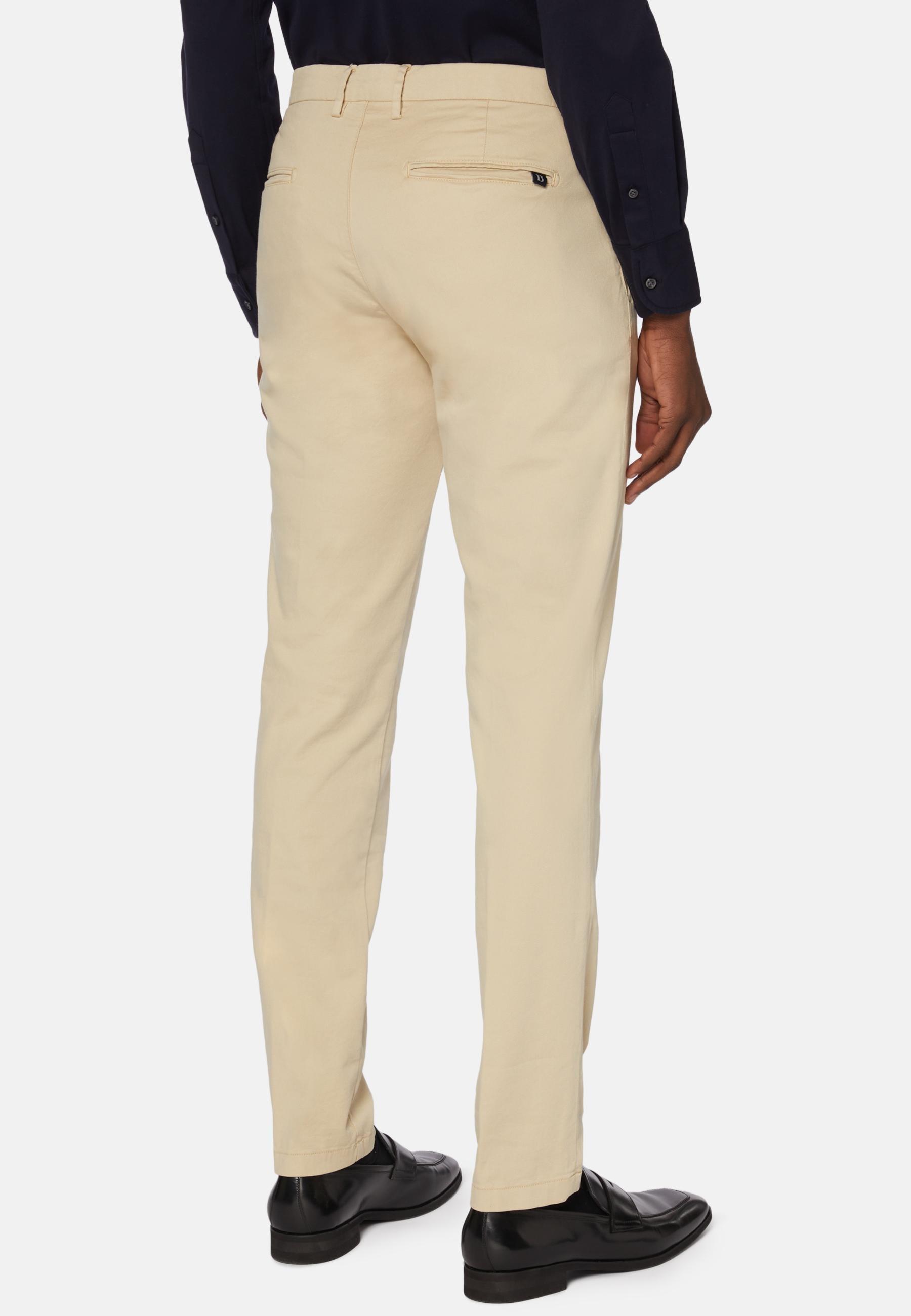 Cream Stretch Cotton/Tencel Trousers, , large image number 2
