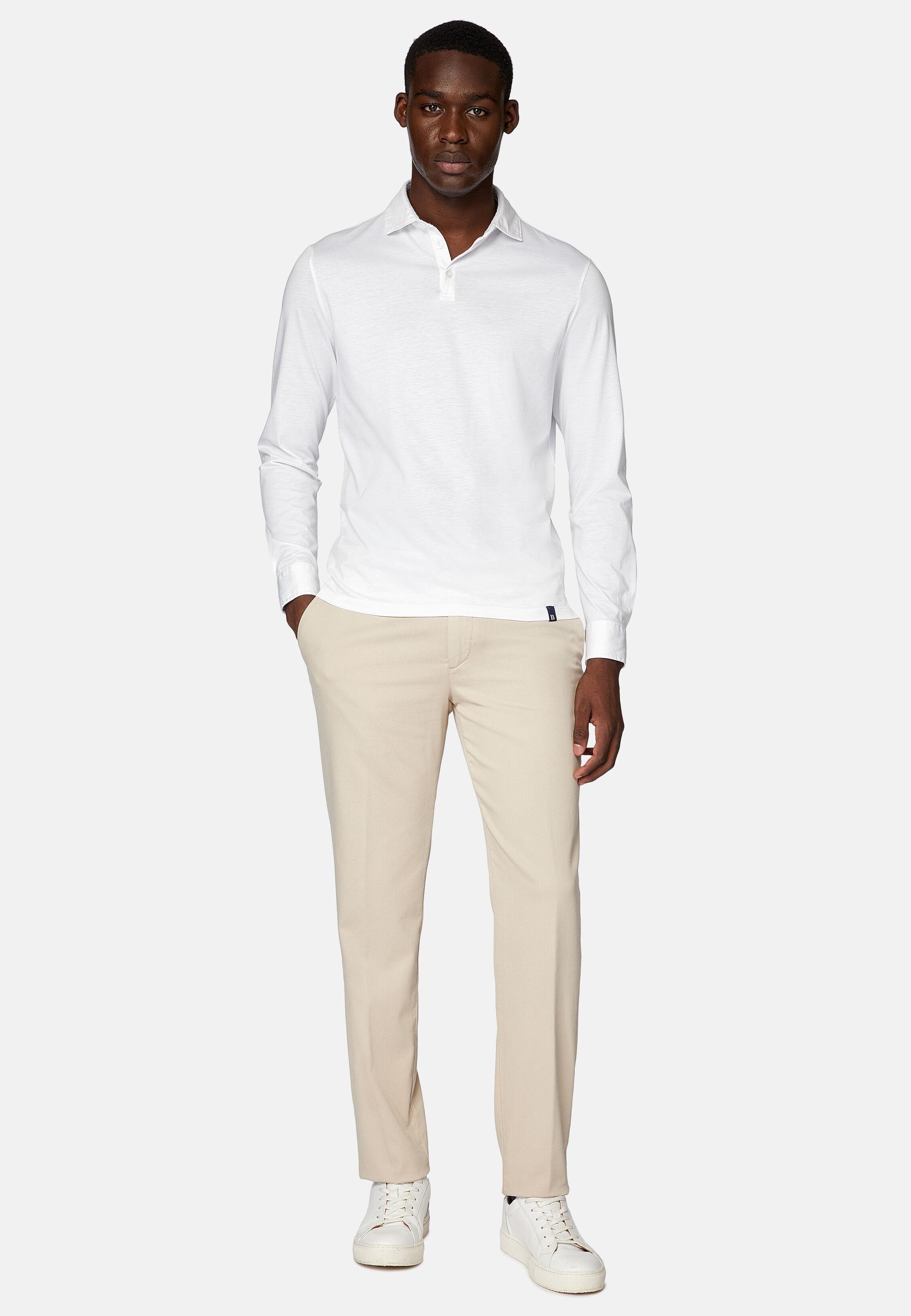 Stretch Cotton/Tencel Trousers Beige, Beige, large image number 1