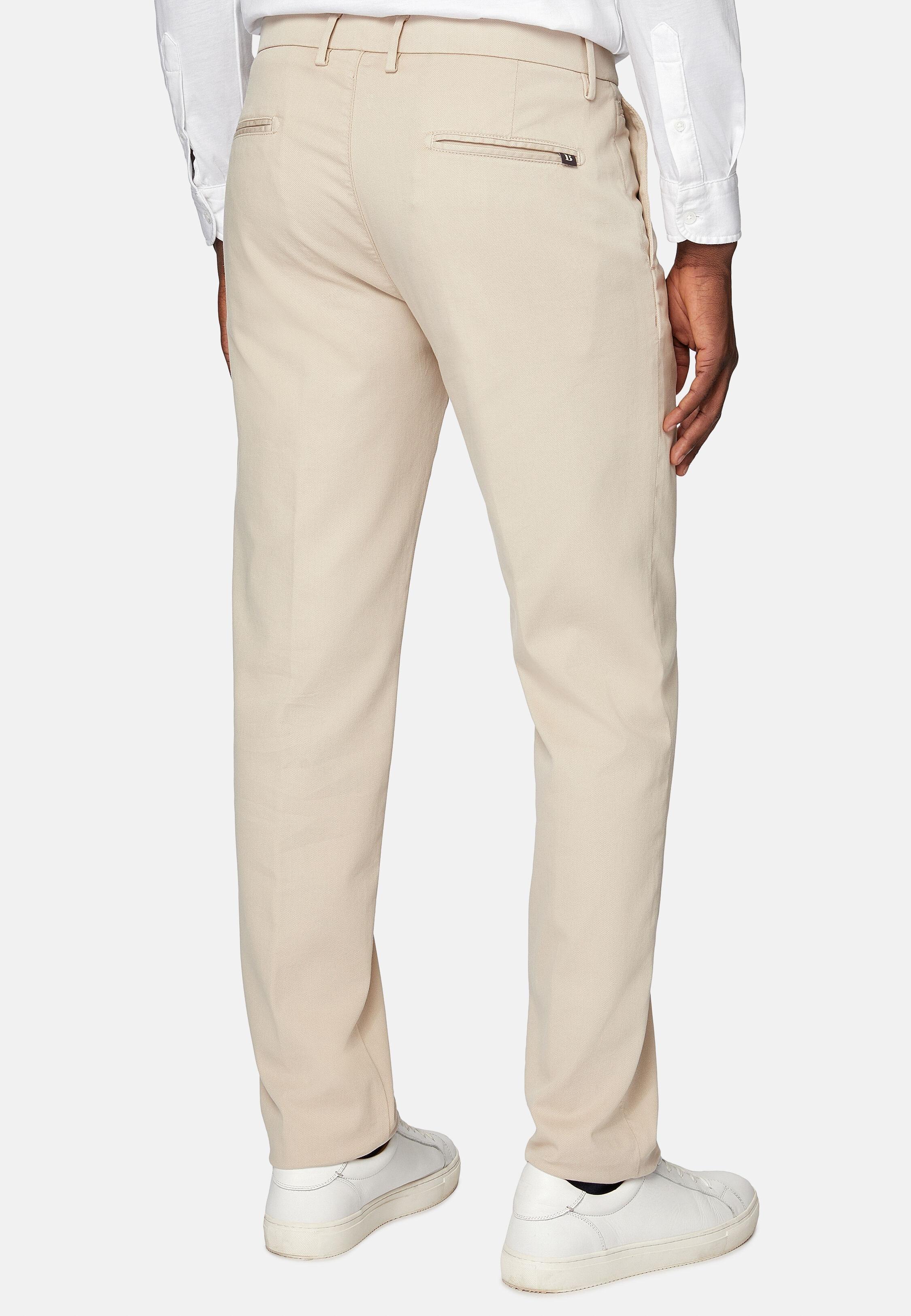 Stretch Cotton/Tencel Trousers Beige, Beige, large image number 2