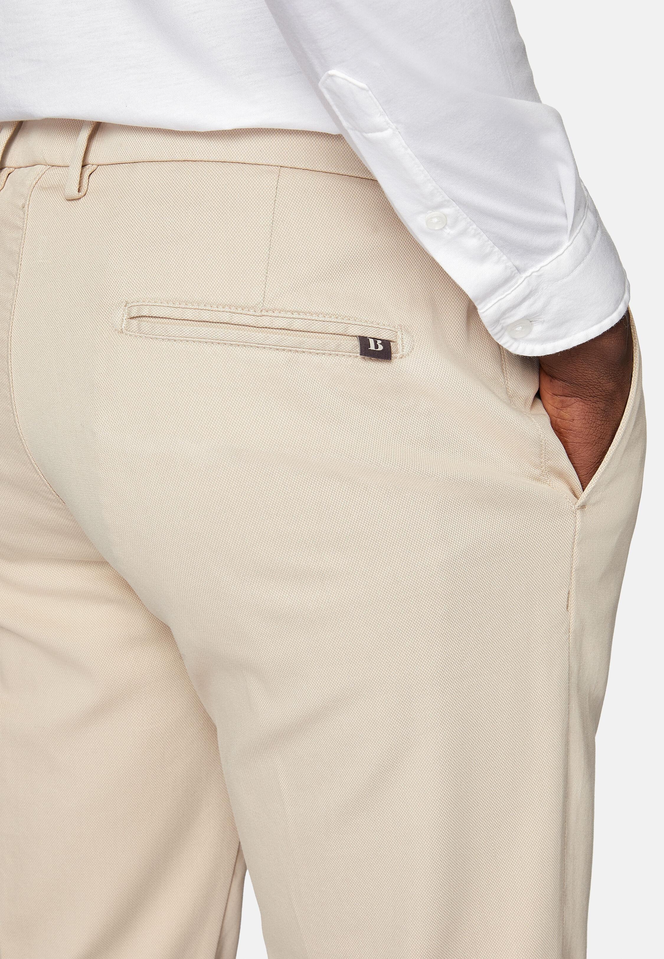 Stretch Cotton/Tencel Trousers Beige, Beige, large image number 4