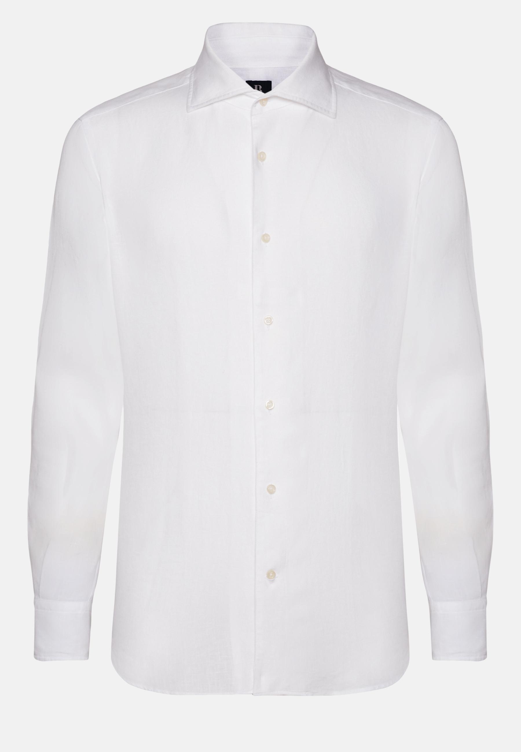 White Regular Linen Shirt, , large image number 4