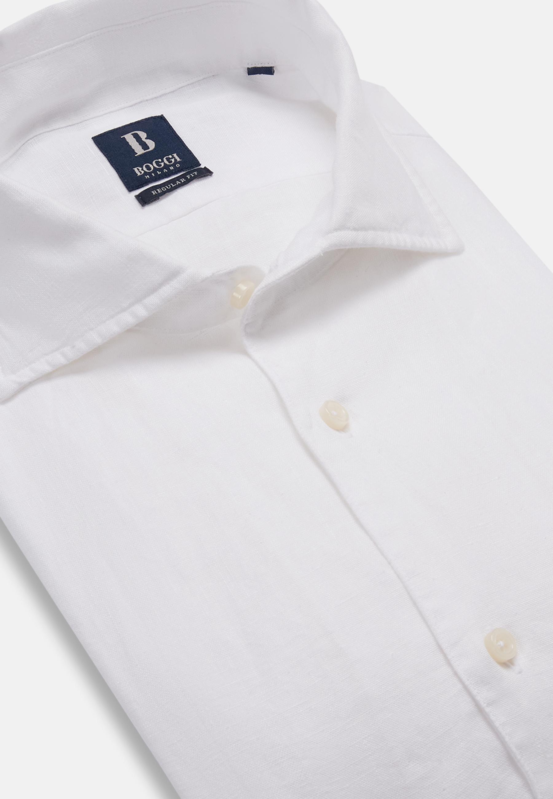 Regular Fit White Linen Shirt White, White, large image number 6