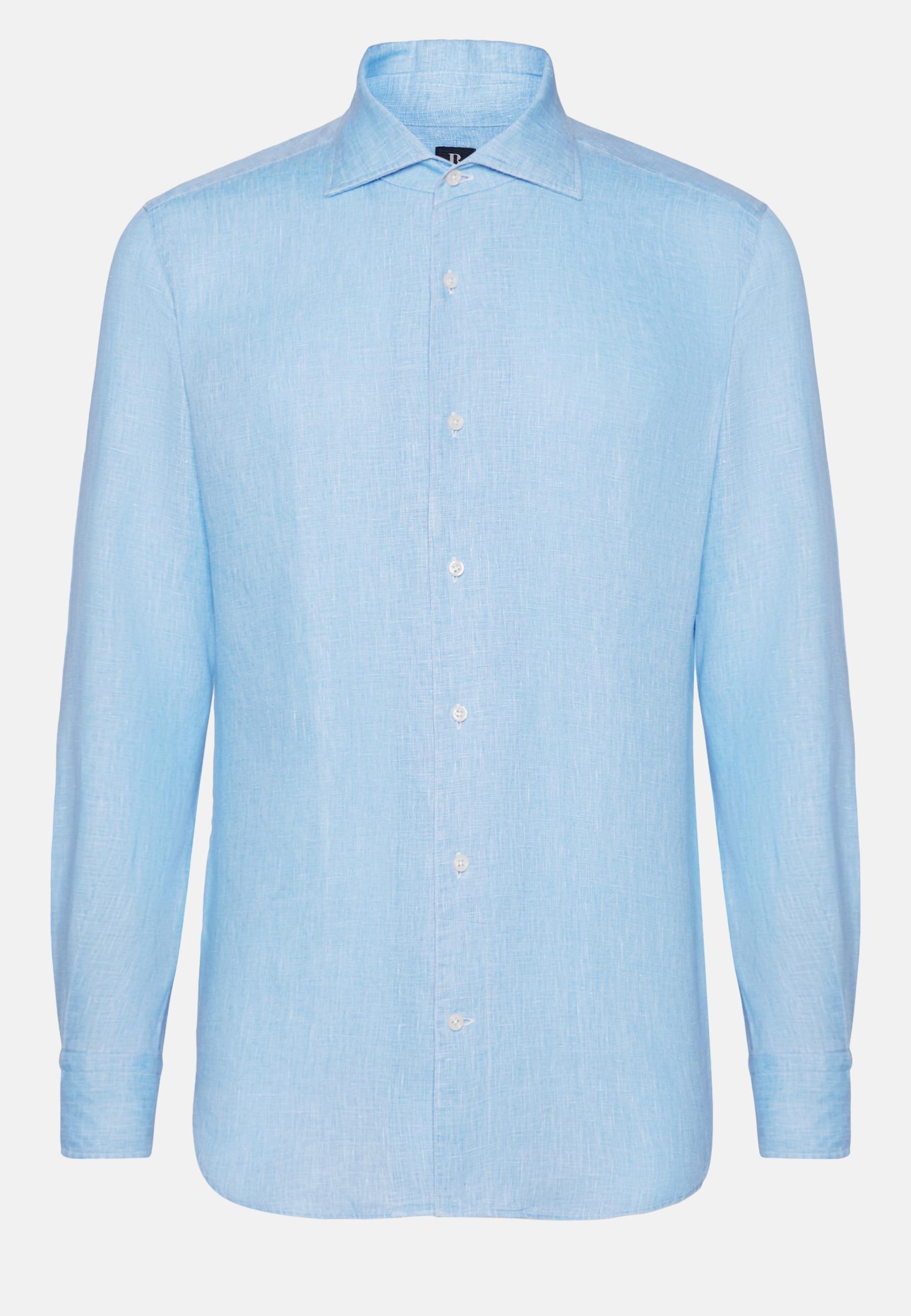 Blue Regular Linen Shirt, , large image number 4