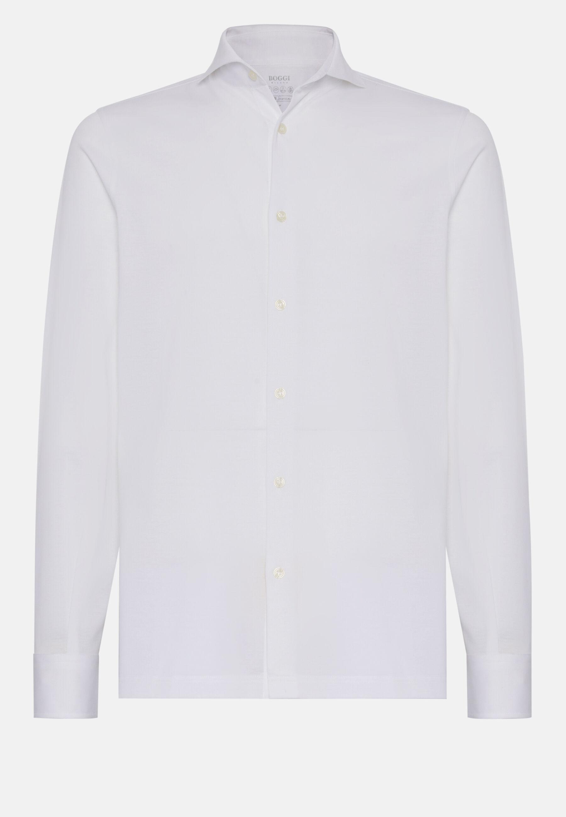 Slim Fit Polo Shirt In Filo Di Scozia Pique White, White, large image number 4