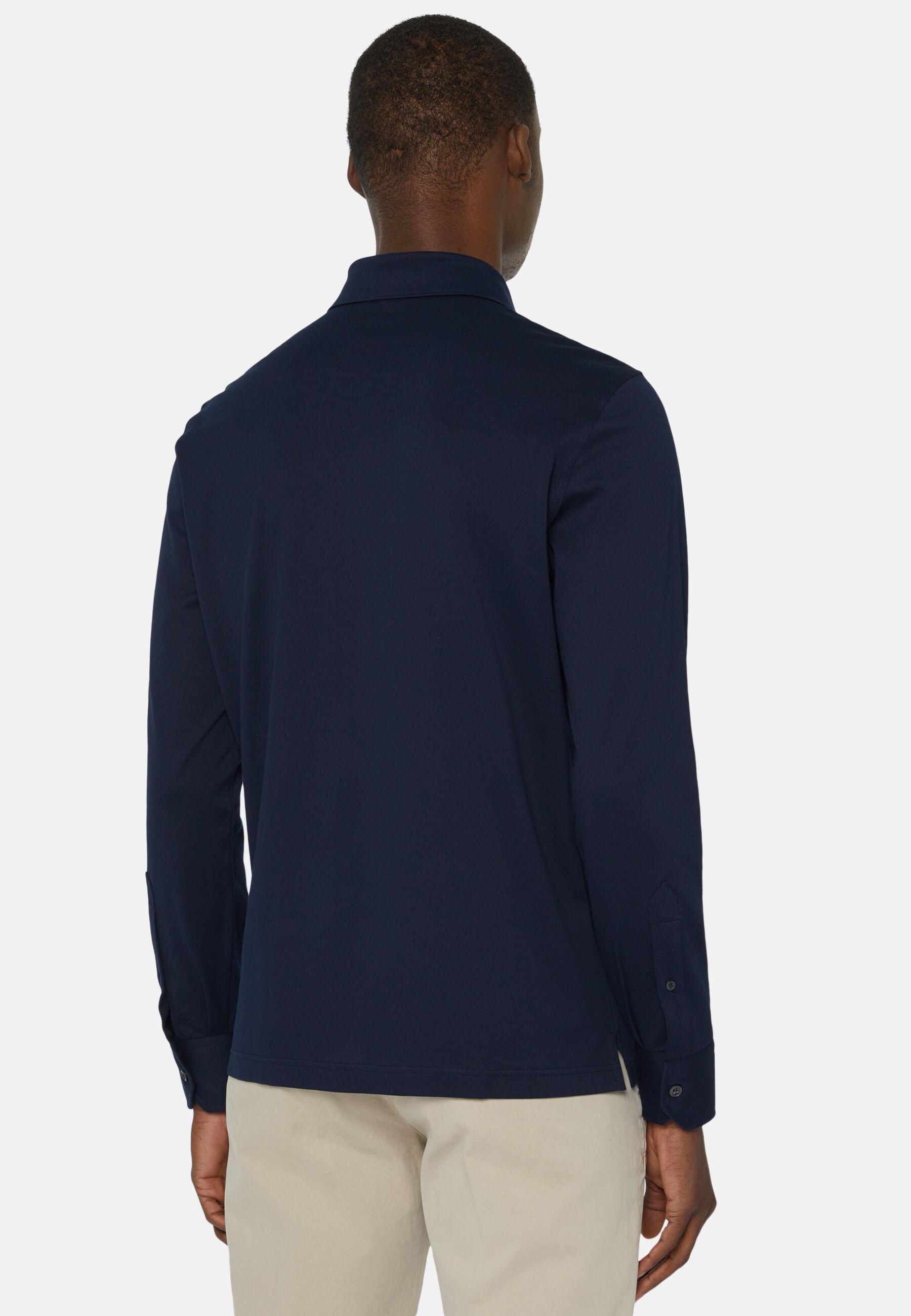 Slim Fit Polo Shirt In Filo Di Scozia Pique Navy, Navy blue, large image number 1