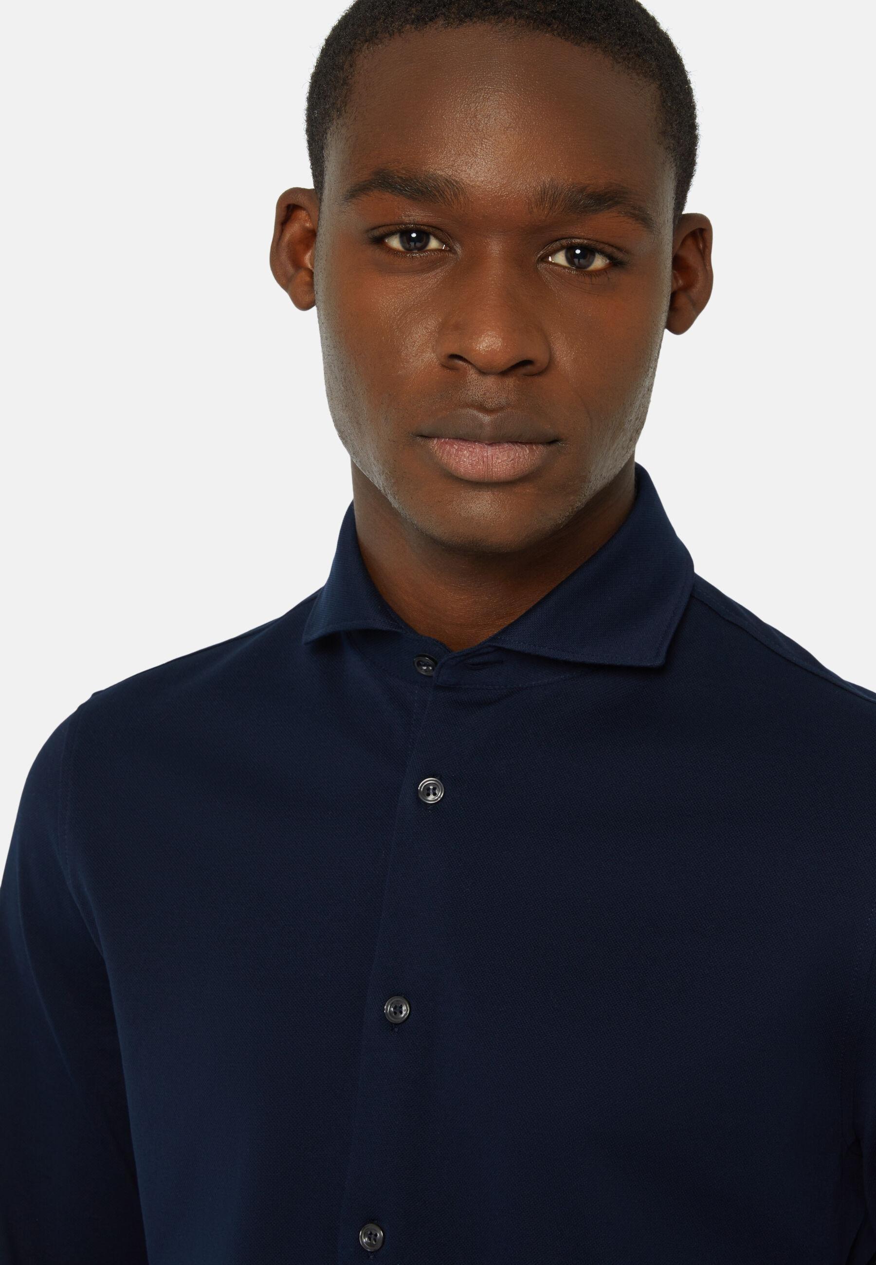 Slim Fit Polo Shirt In Filo Di Scozia Pique Navy, Navy blue, medium