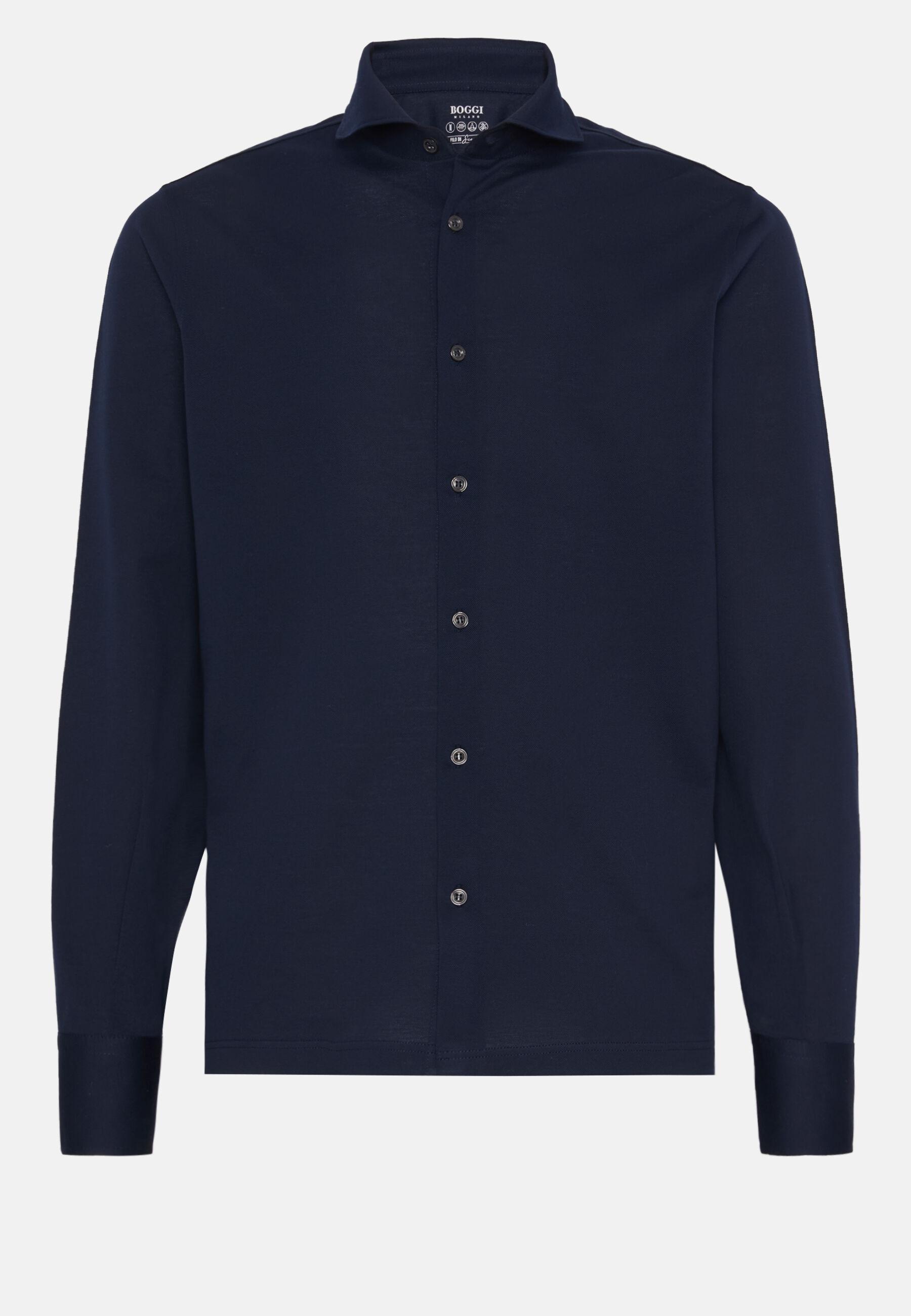 Slim Fit Polo Shirt In Filo Di Scozia Pique Navy, Navy blue, large image number 4