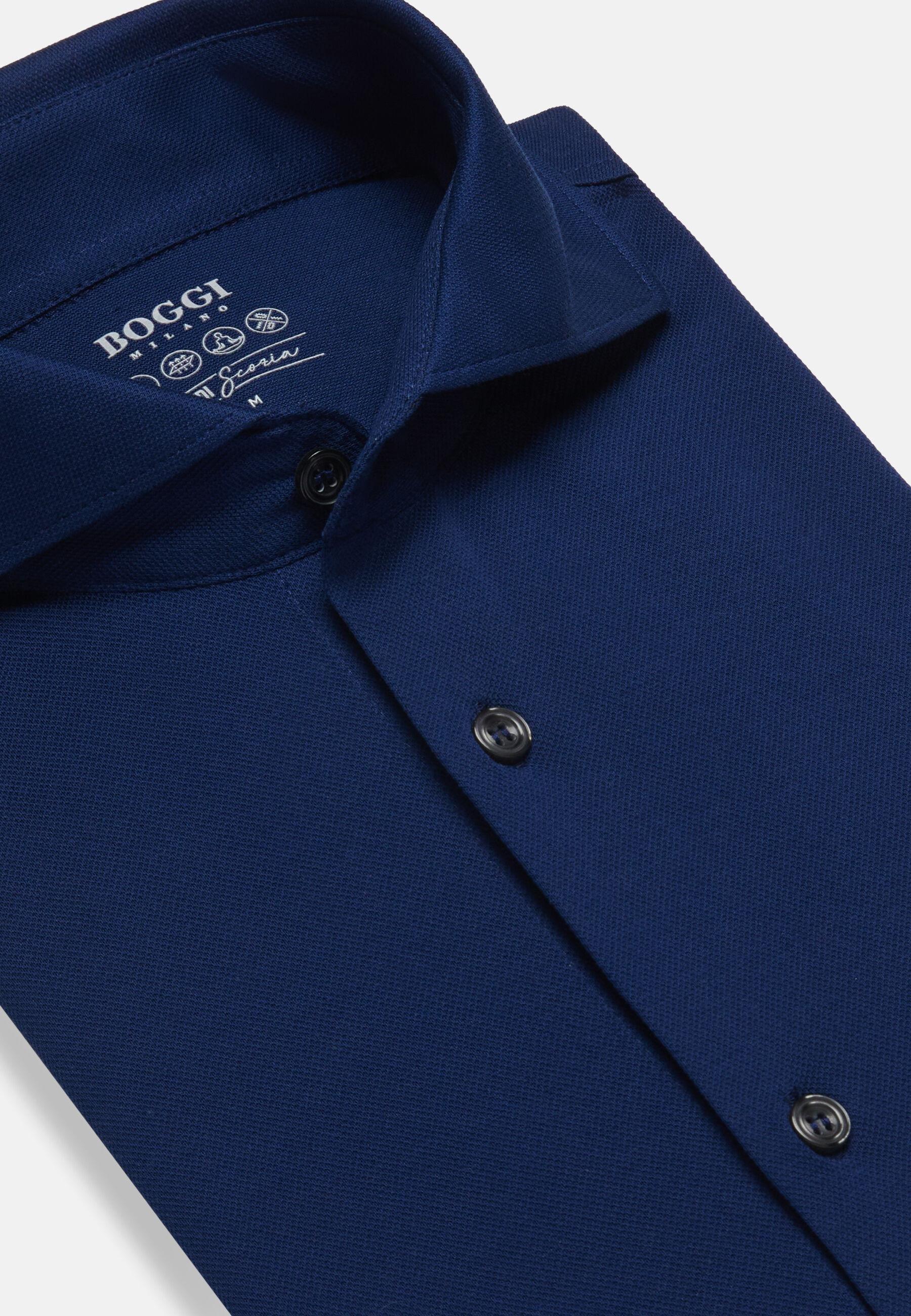 Slim Fit Polo Shirt In Filo Di Scozia Pique Navy, Royal blue, large image number 3
