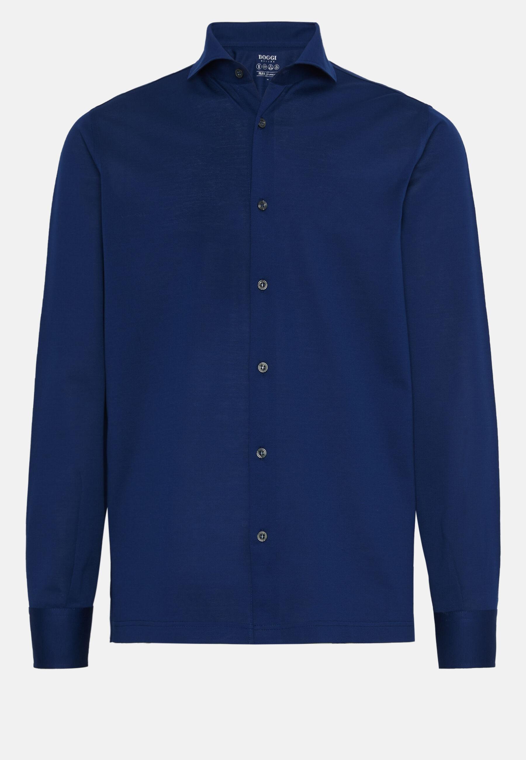 Slim Fit Polo Shirt In Filo Di Scozia Pique Navy, Royal blue, large image number 4