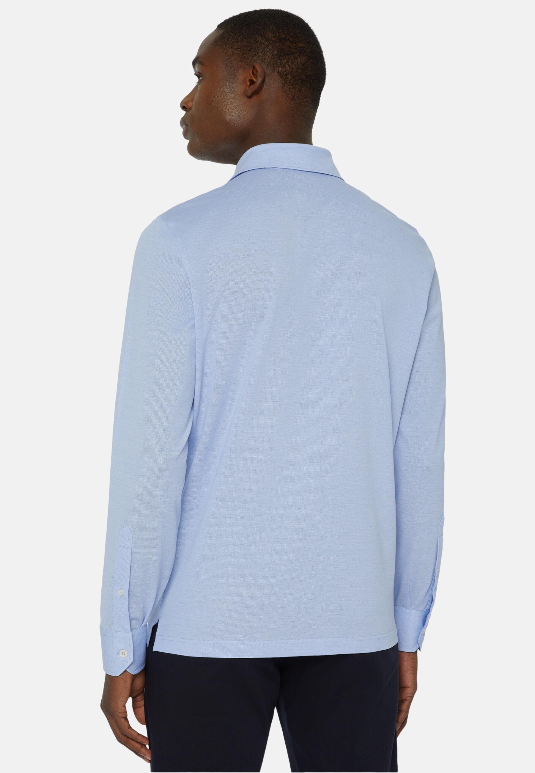 Slim Fit Polo Shirt In Filo Di Scozia Pique Blue, Light Blue, large image number 1