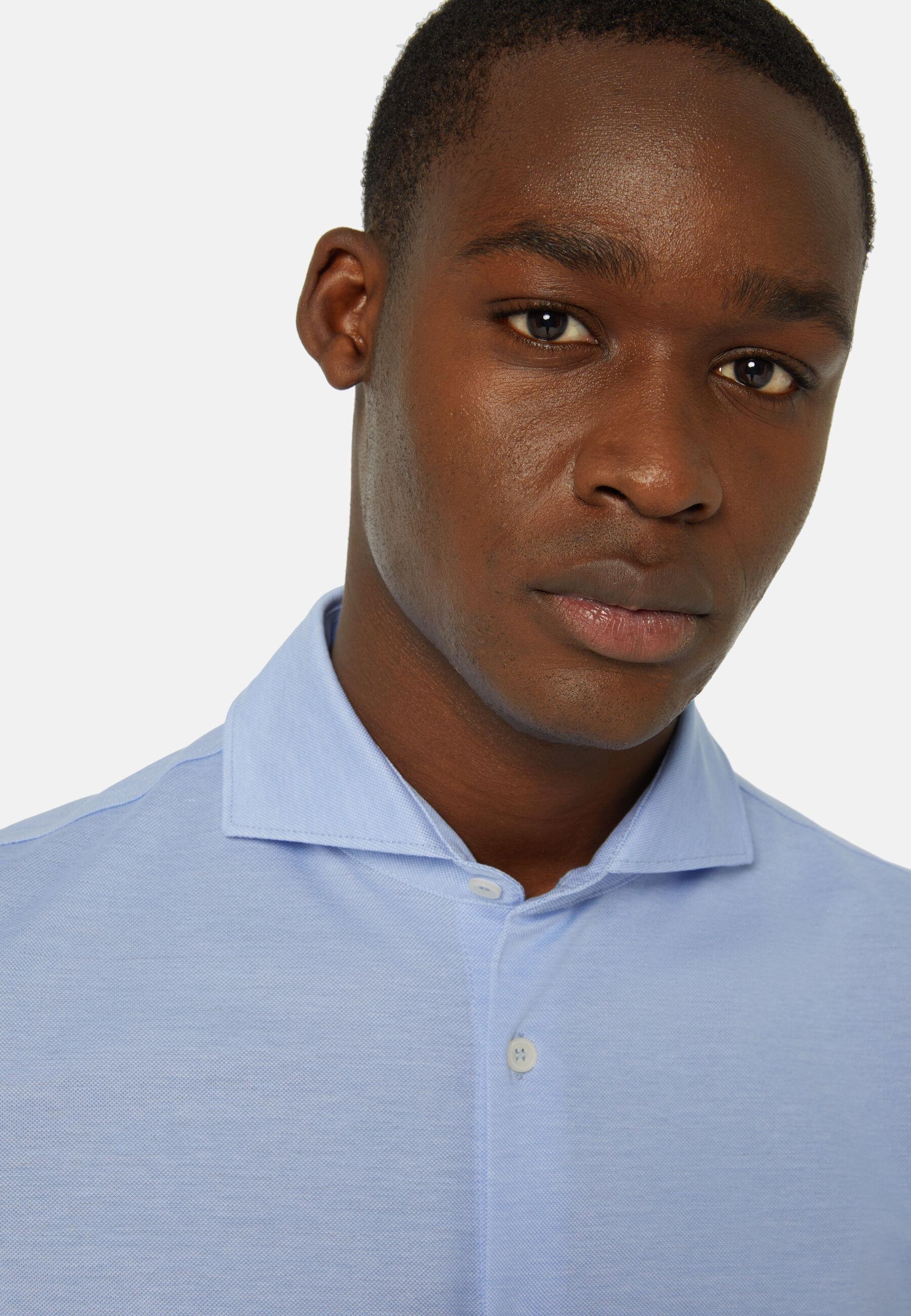 Slim Fit Polo Shirt In Filo Di Scozia Pique Blue, Light Blue, large image number 2