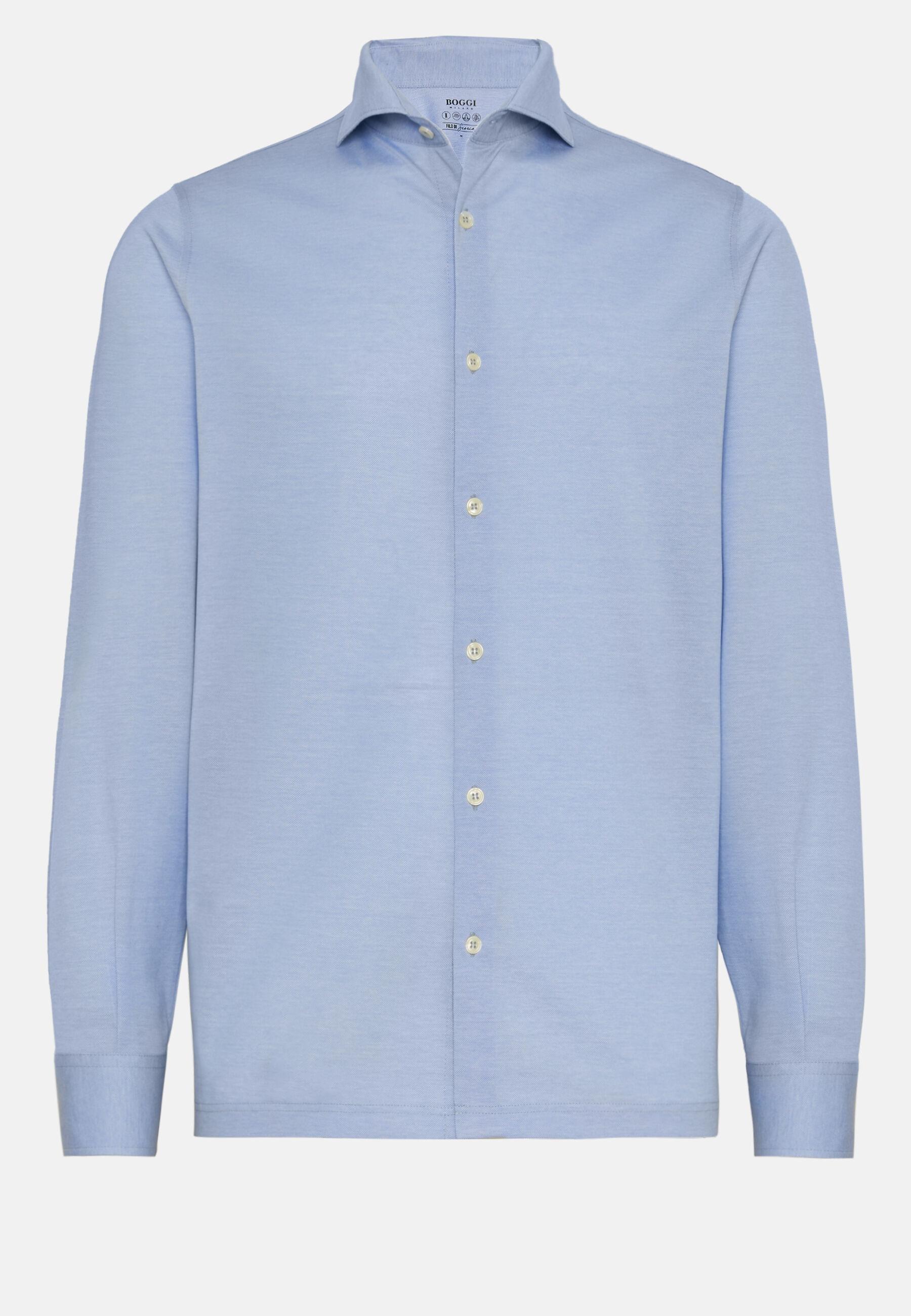 Slim Fit Polo Shirt in Filo Di Scozia Pique, Light Blue, Light Blue, large image number 5