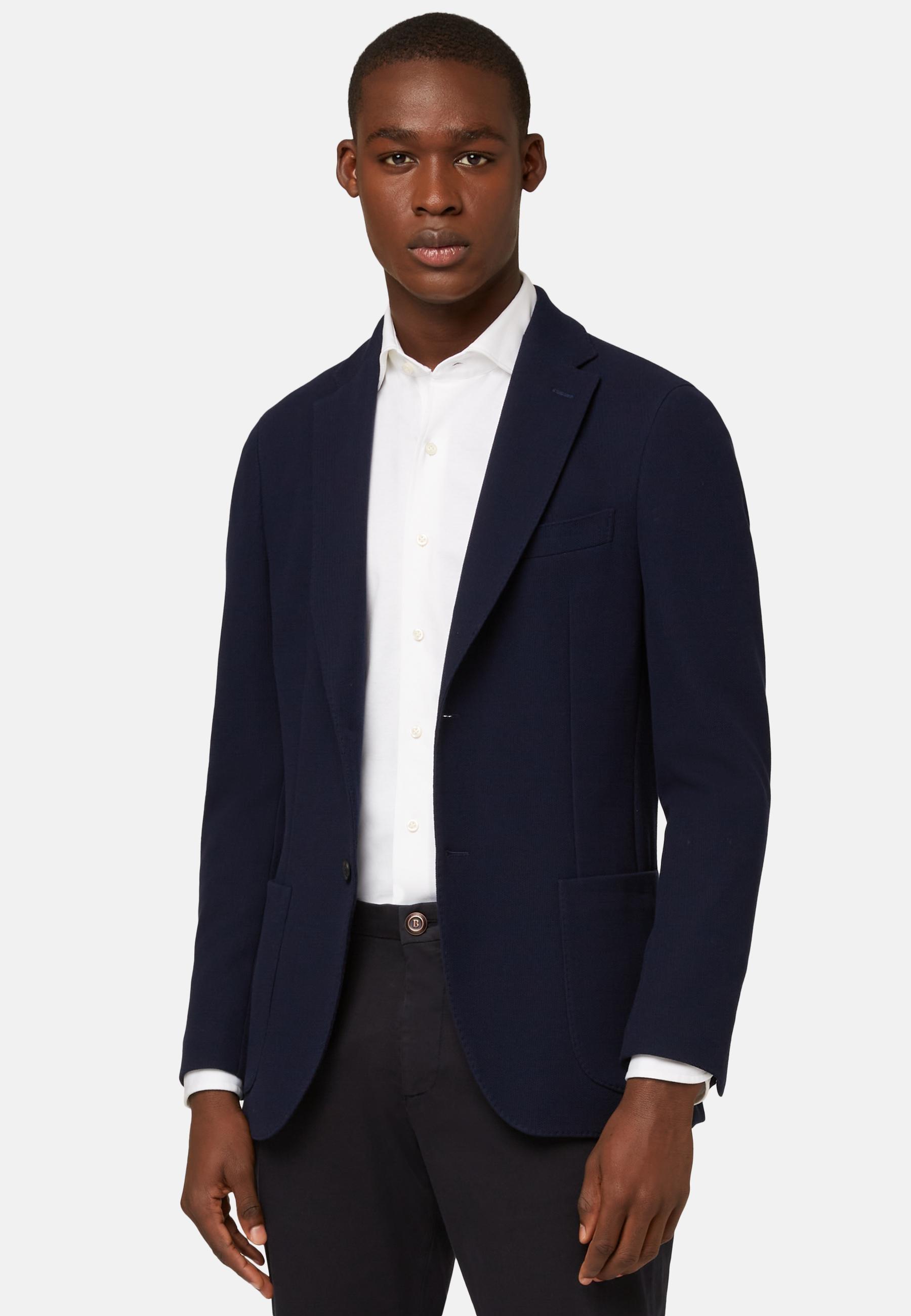 Blue Navy Cotton B Jersey Jacket, , medium