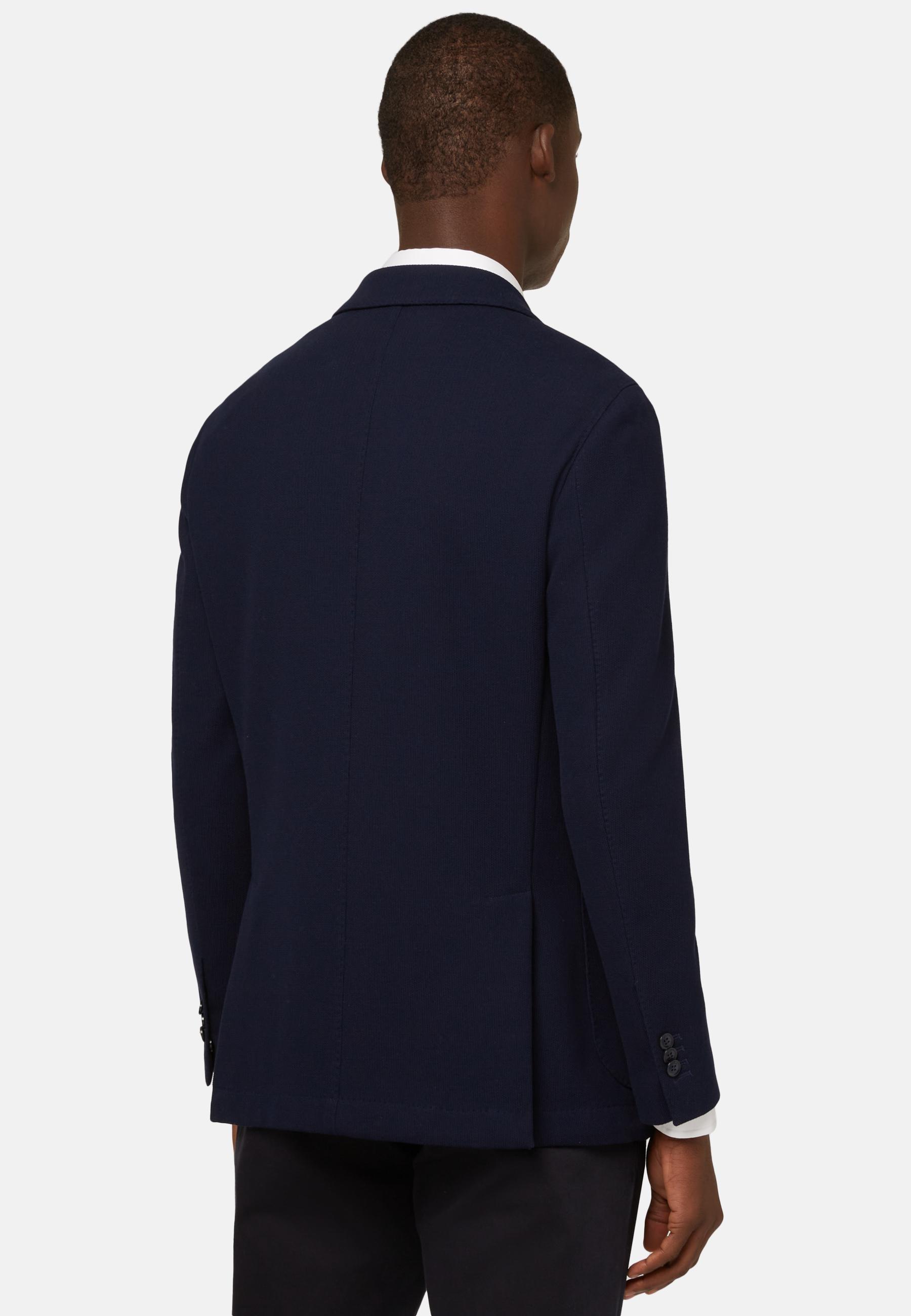 Blue Navy Cotton B Jersey Jacket, Navy blue, large image number 1