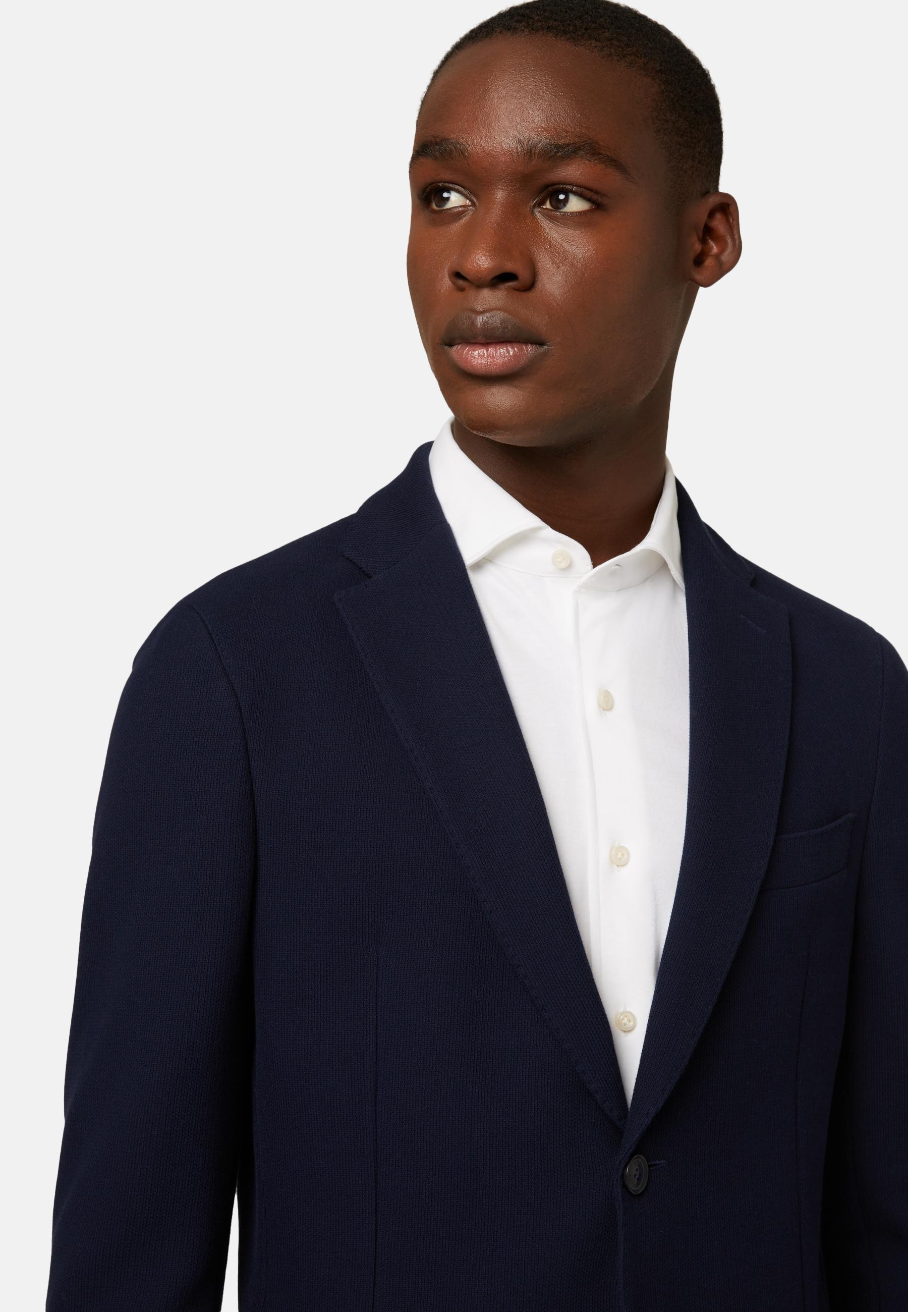 Blue Navy Cotton B Jersey Jacket, Navy blue, large image number 2