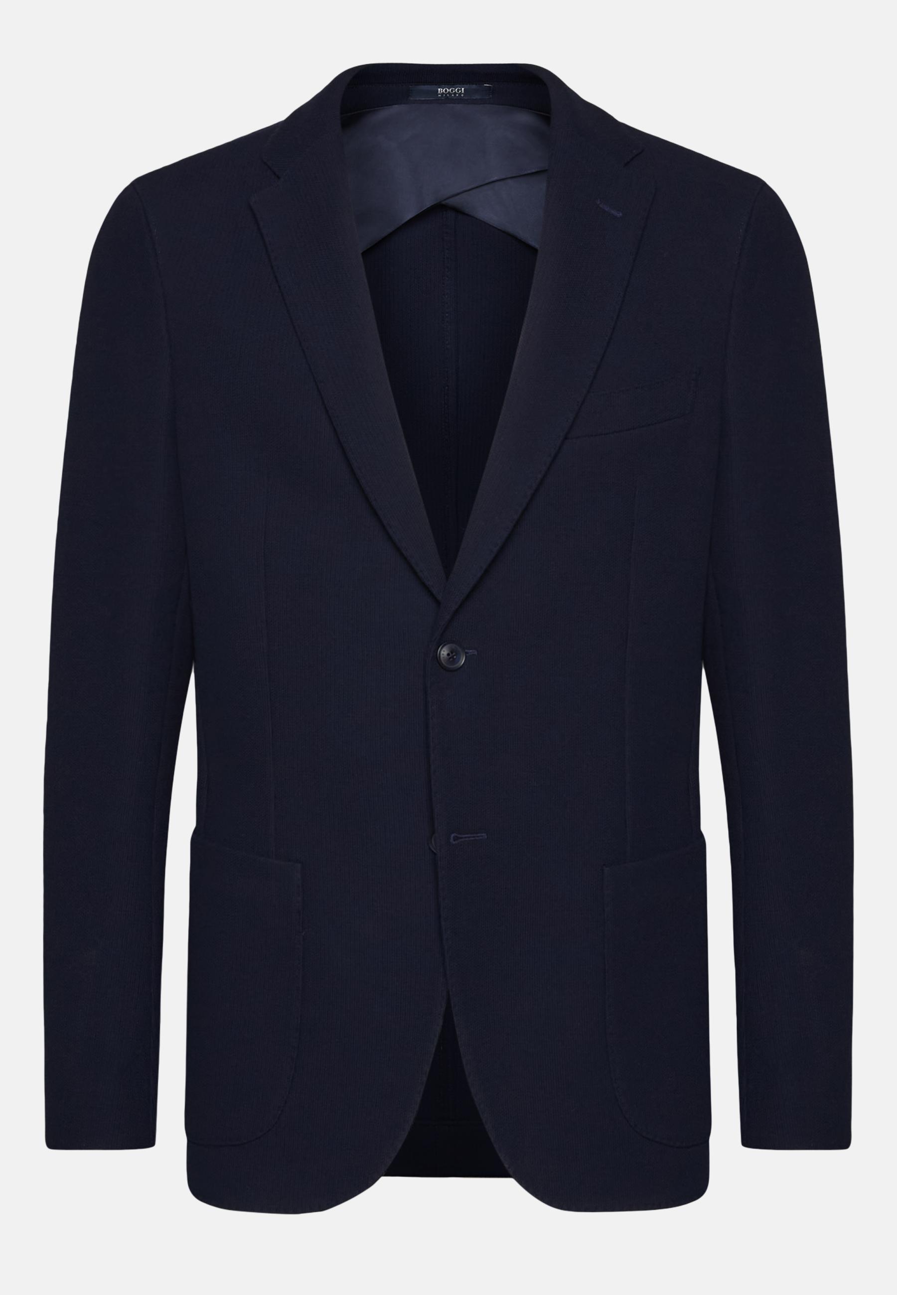 Blue Navy Cotton B Jersey Jacket, Navy blue, large image number 3