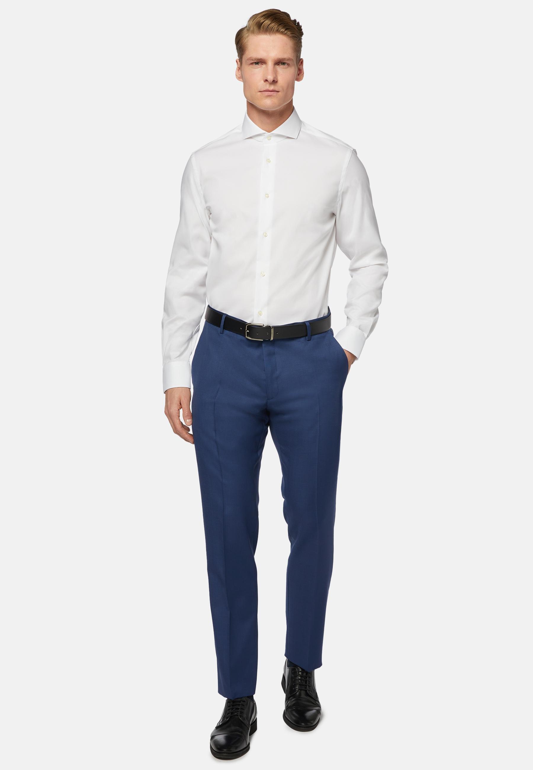 Blue Grisaille Wool Trousers, , large image number 1