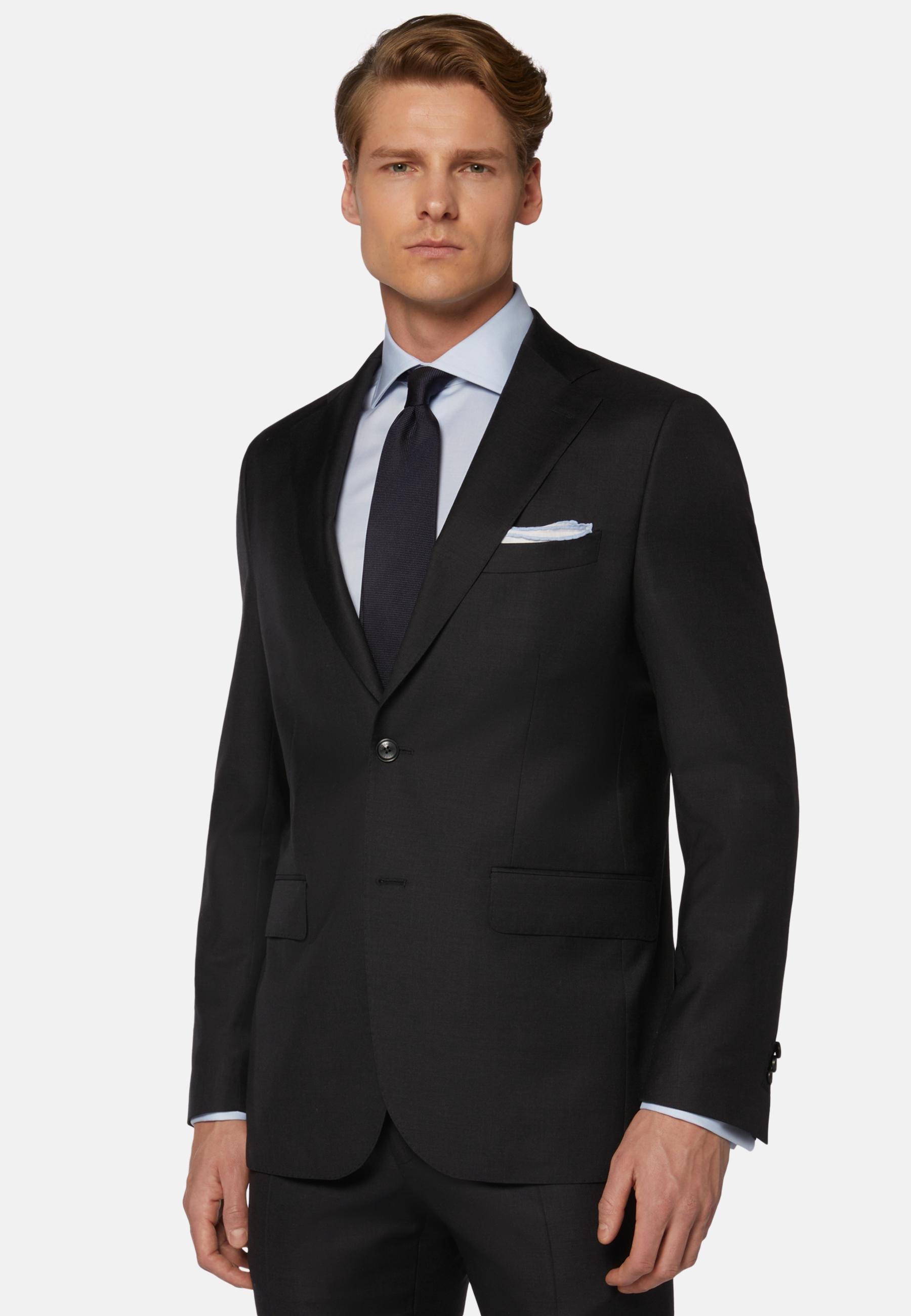 Charcoal Grey Super 130 Wool Jacket Black, Charcoal, large image number 0