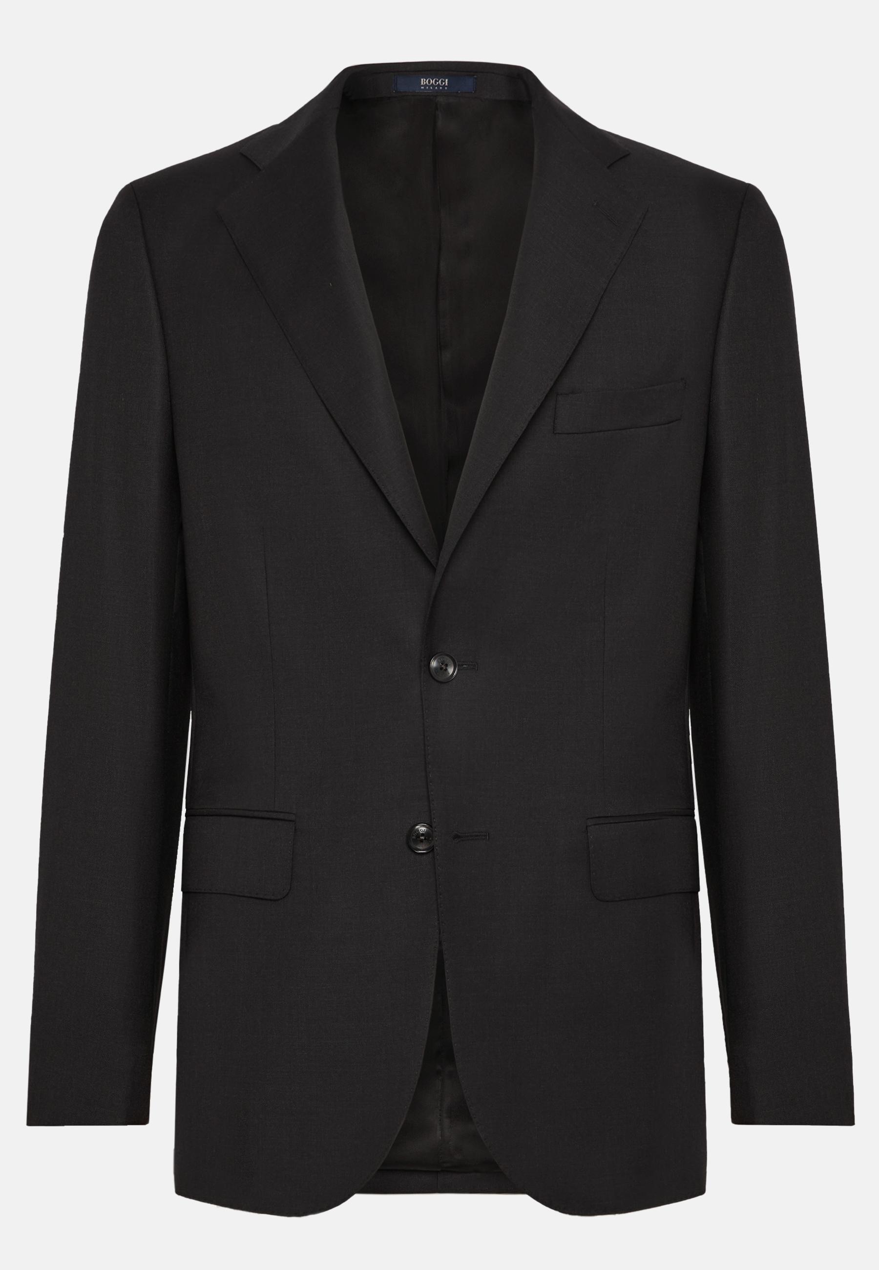 Charcoal Grey Super 130 Wool Jacket Black, Charcoal, large image number 6