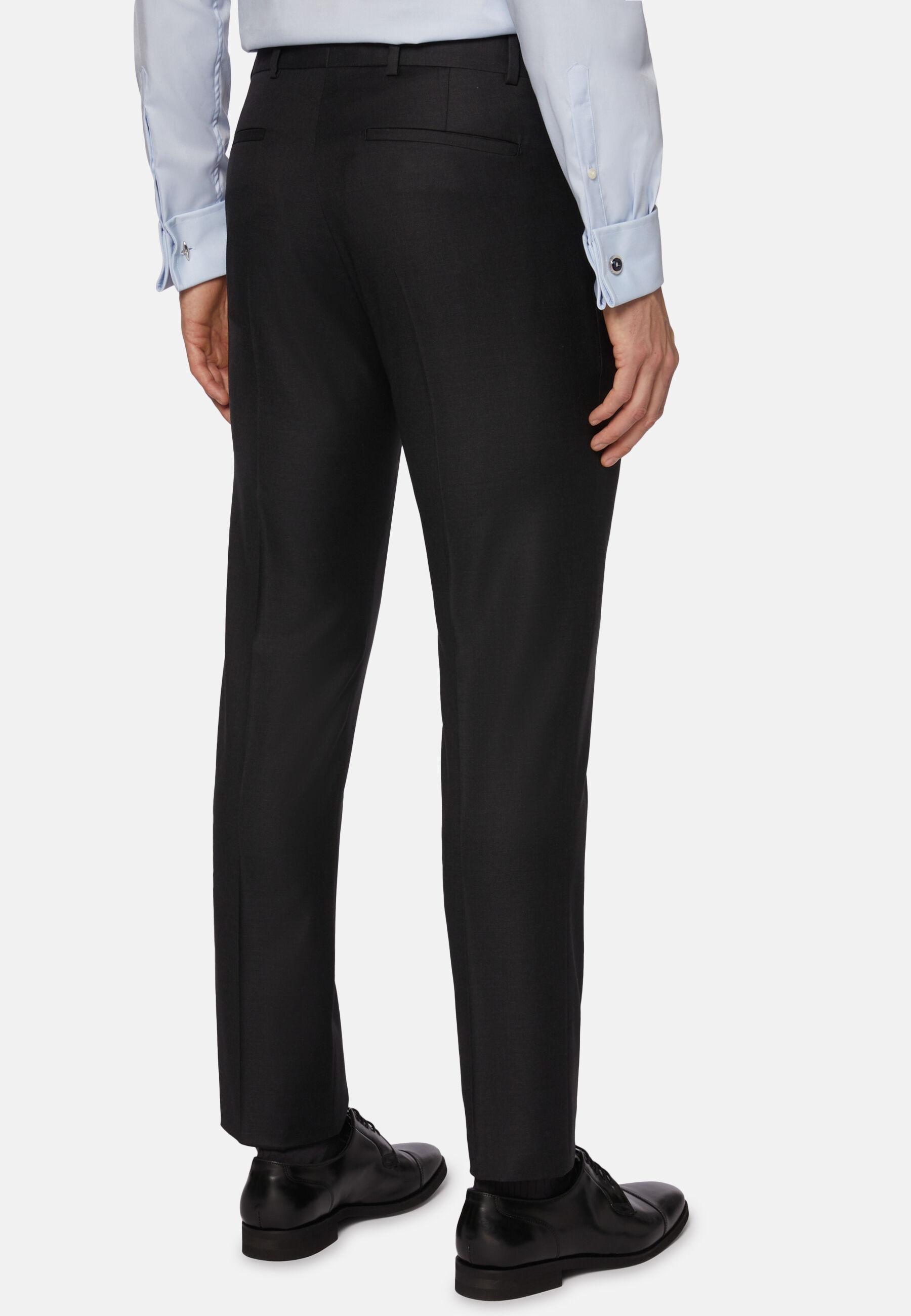 Slim Fit Charcoal Grey Super 130 Wool Trousers Black, Charcoal, large image number 5