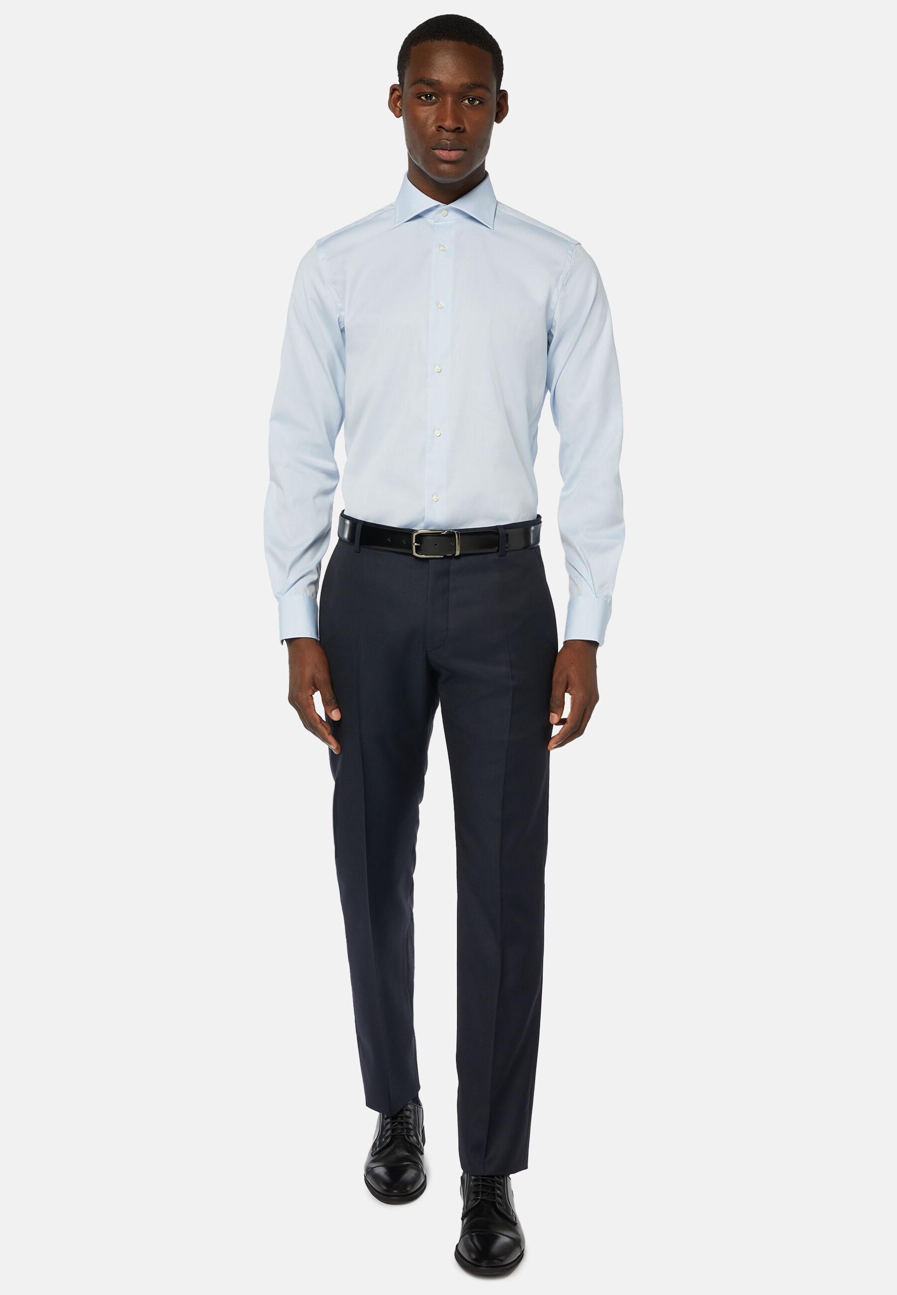 Regular Fit Super 130 Wool Trousers Navy, Navy blue, large image number 1