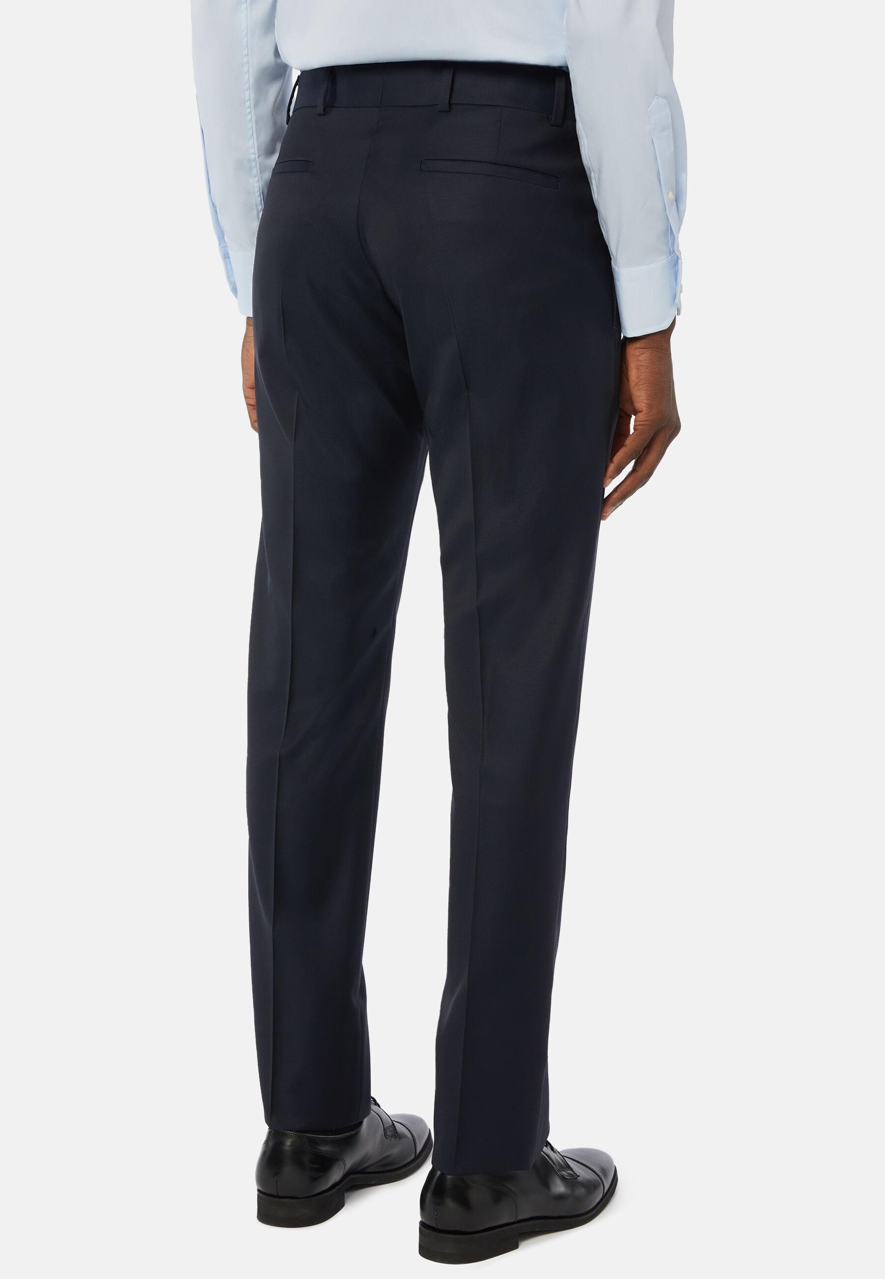 Regular Fit Super 130 Wool Trousers Navy, Navy blue, large image number 2