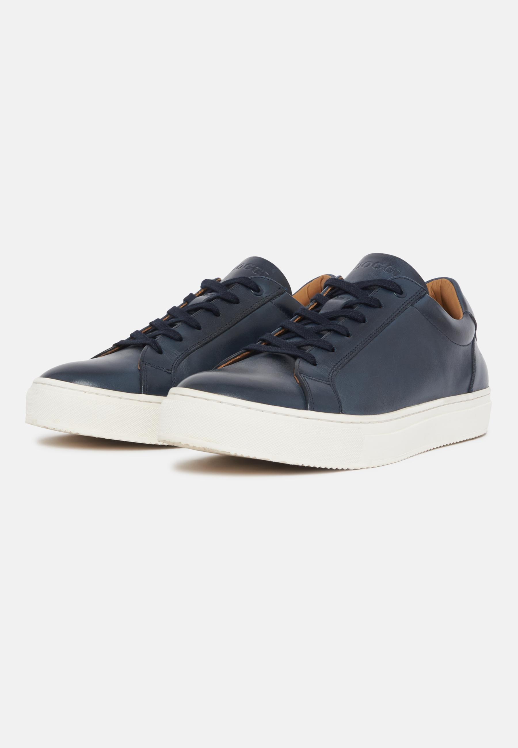 Navy Leather Trainers, , large image number 1