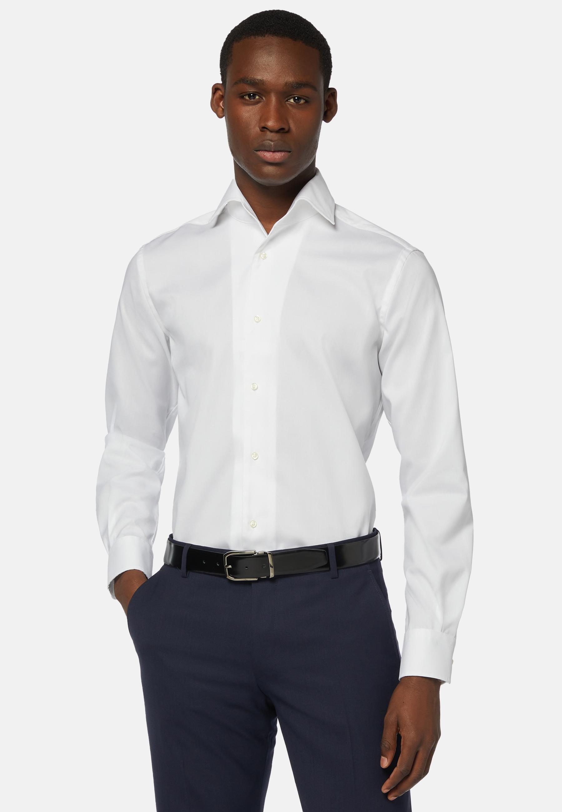 White Pinpoint Cotton Shirt, , large image number 0