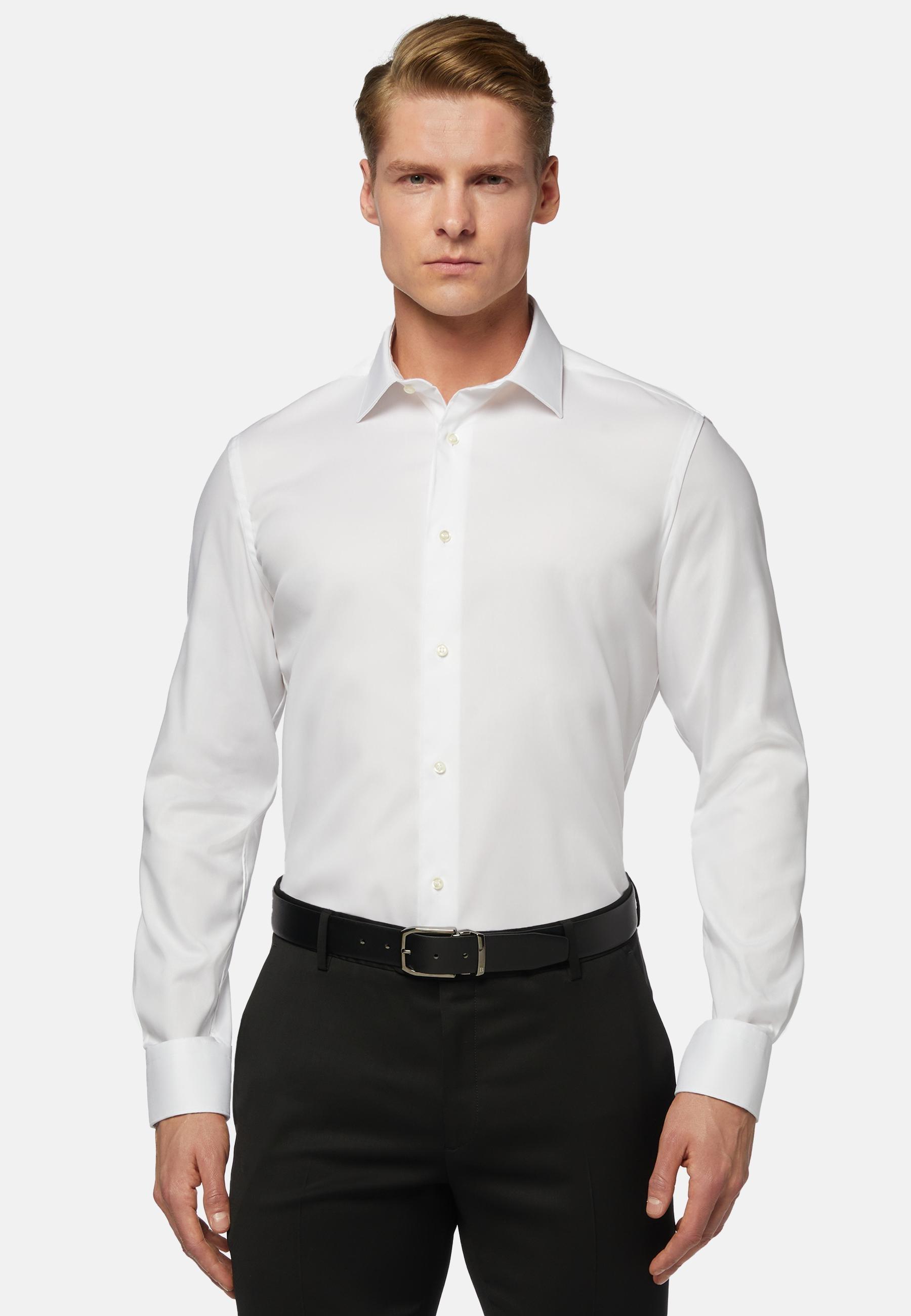 White Slim Fit Pinpoint Cotton Shirt, , medium