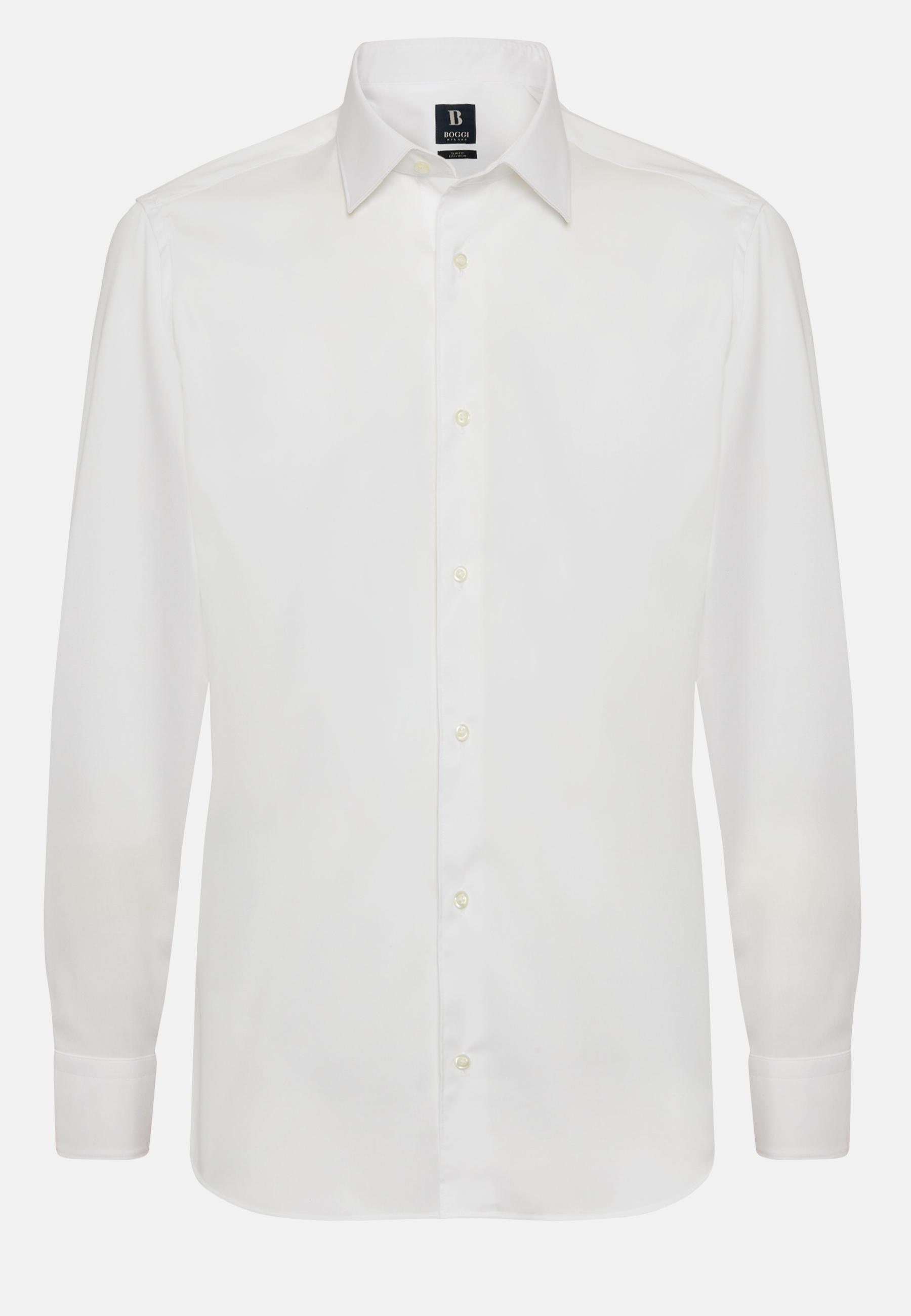 Boggi Milano - White Slim Fit Pinpoint Cotton Shirt