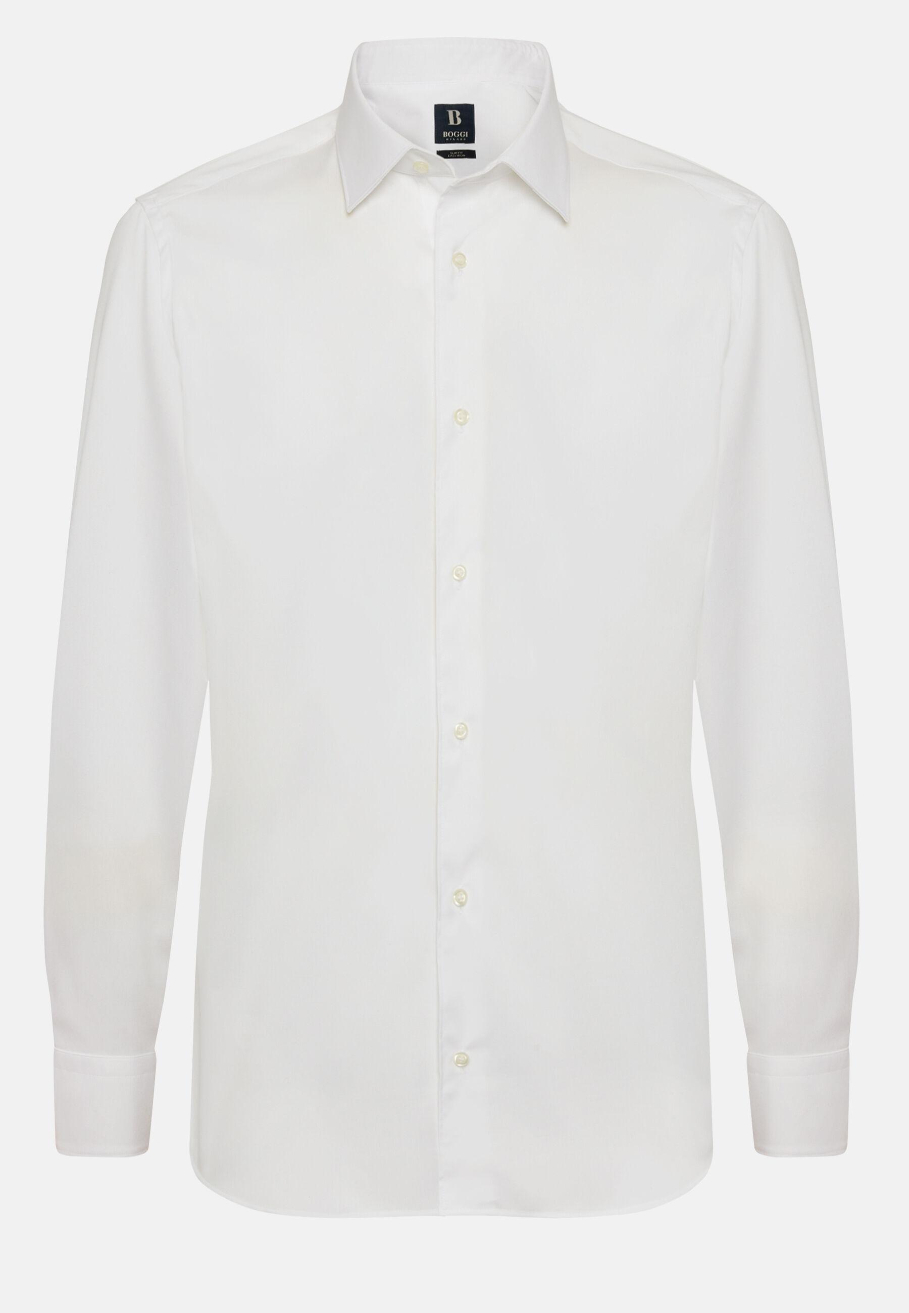 قميص قطني بقصة نحيفة  Pinpoint  أبيض, White, large image number 10
