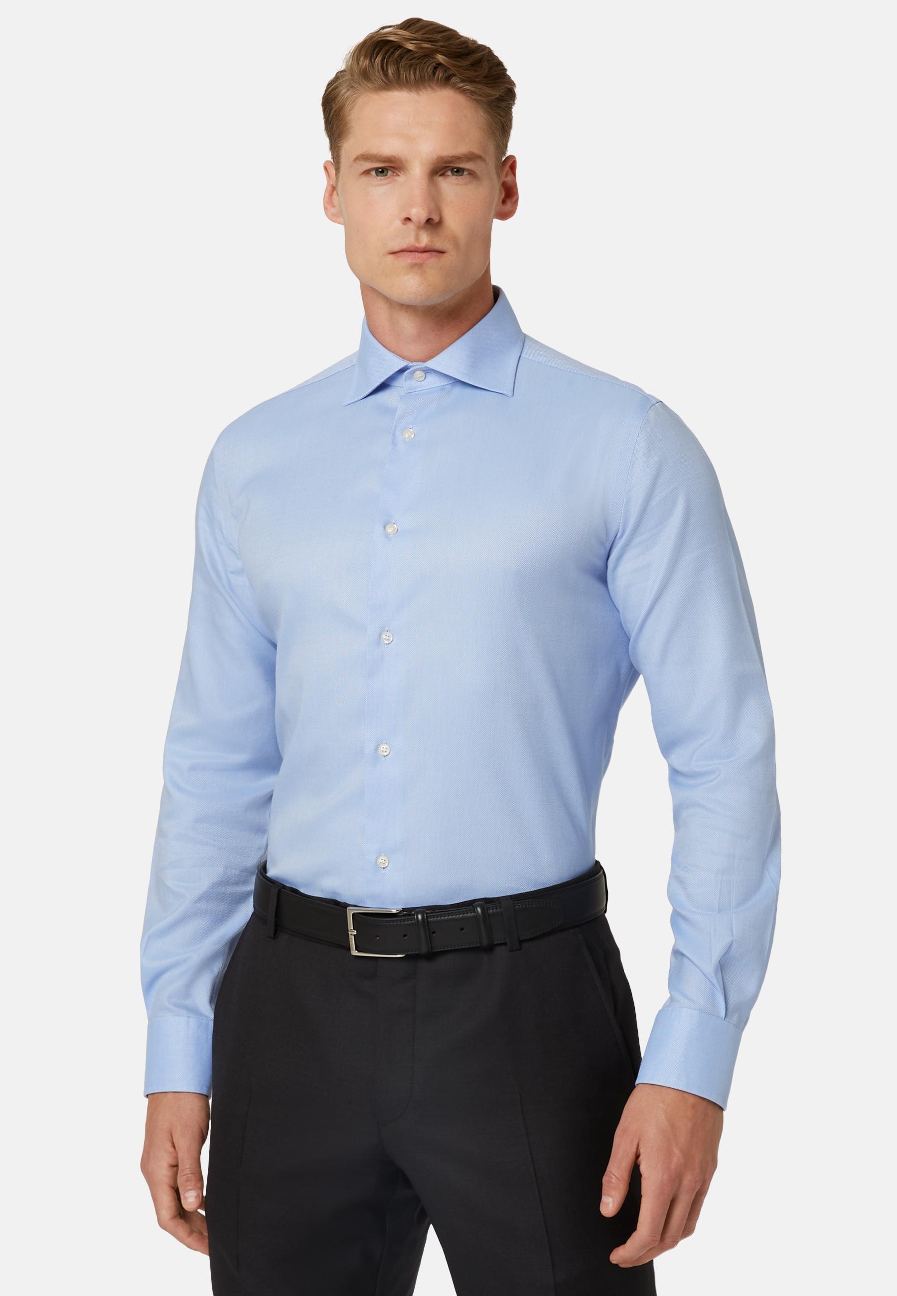 Blue Cotton Dobby Shirt, , large image number 0