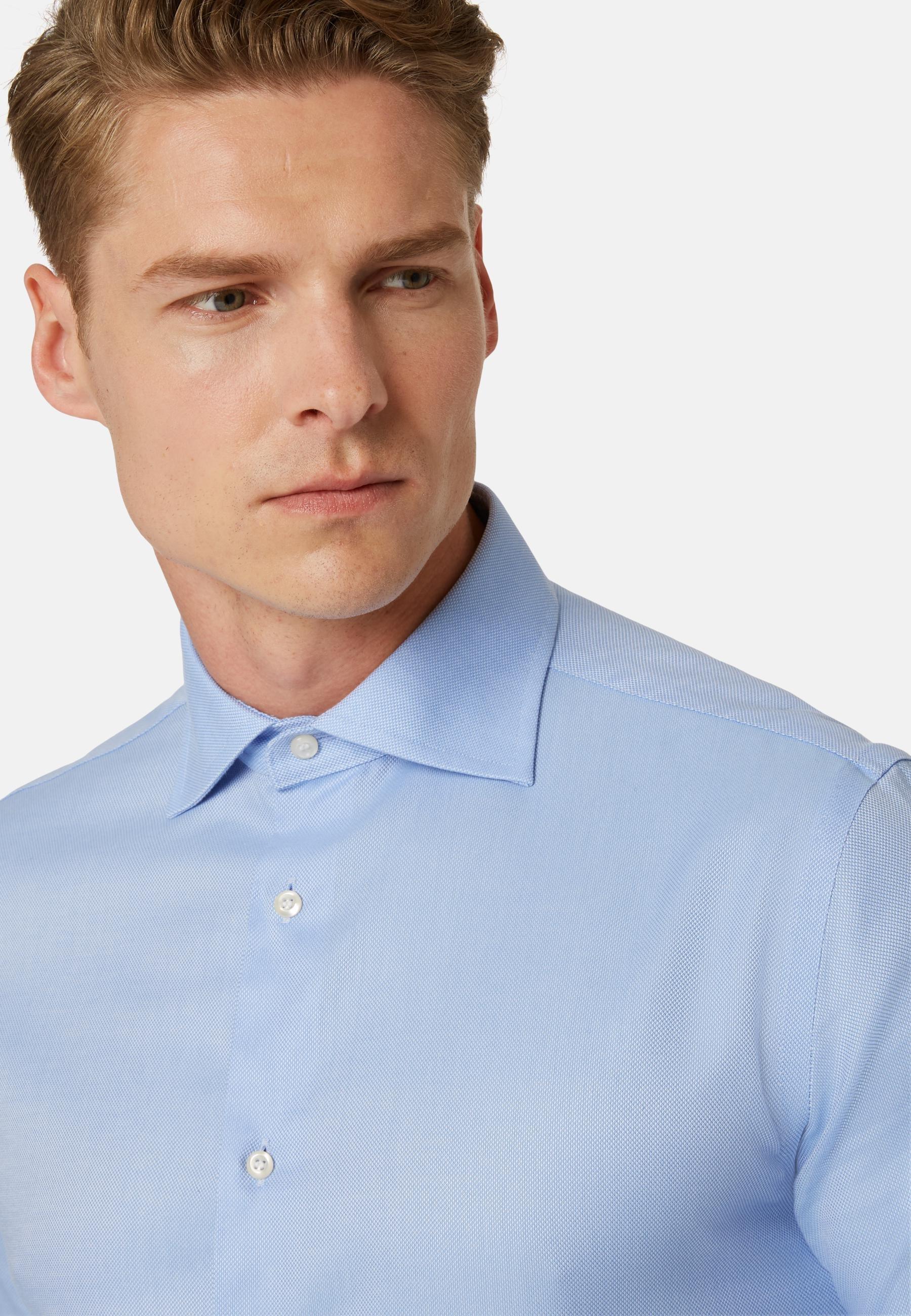 Blue Cotton Dobby Shirt, , large image number 1