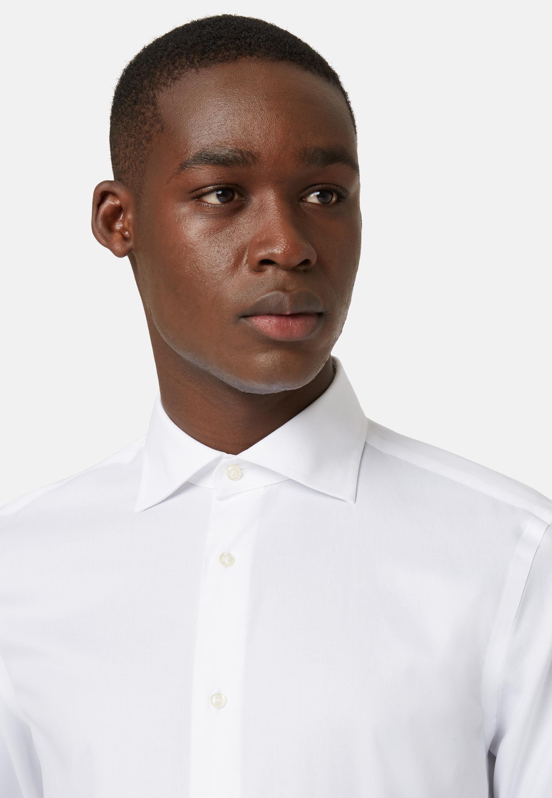 White Slim Cotton Twill Shirt, , large image number 1