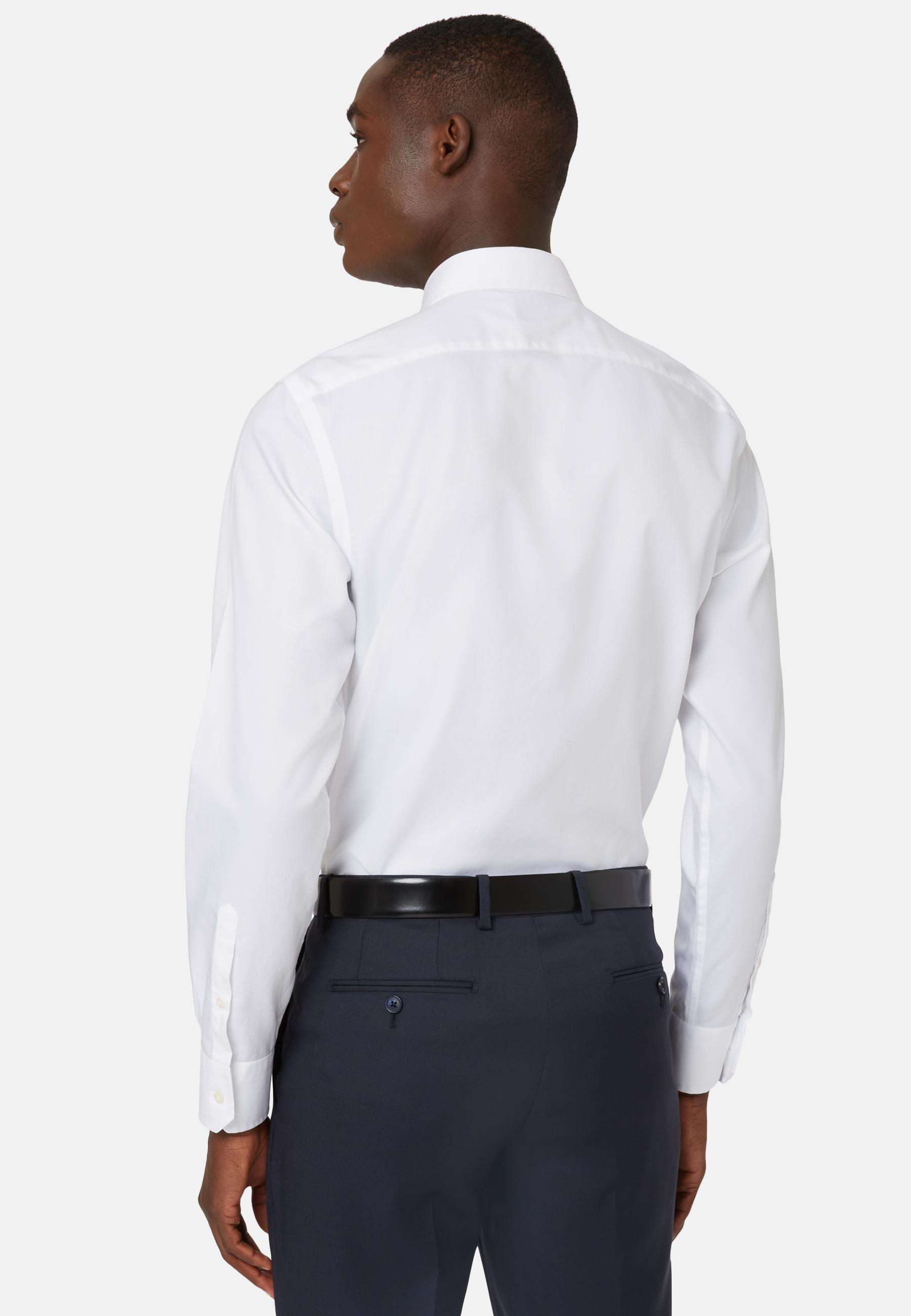 White Slim Cotton Twill Shirt, , large image number 2