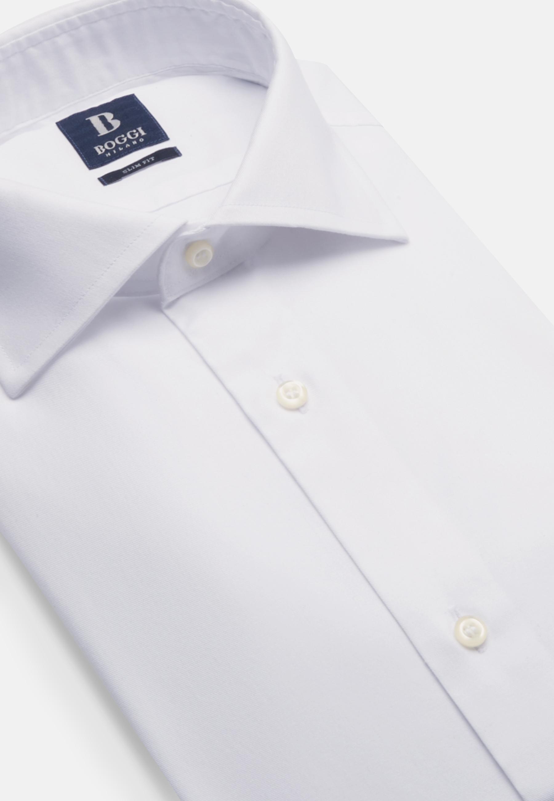White Slim Cotton Twill Shirt, , large image number 3
