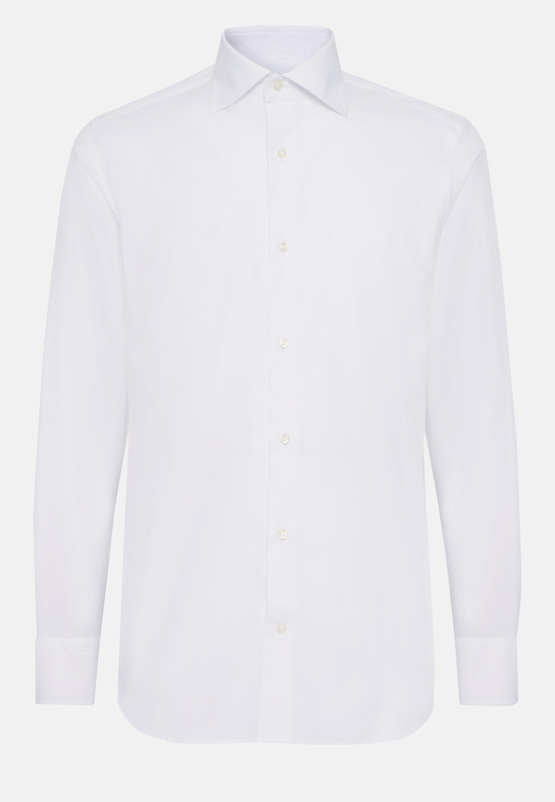 White Slim Cotton Twill Shirt, , large image number 4