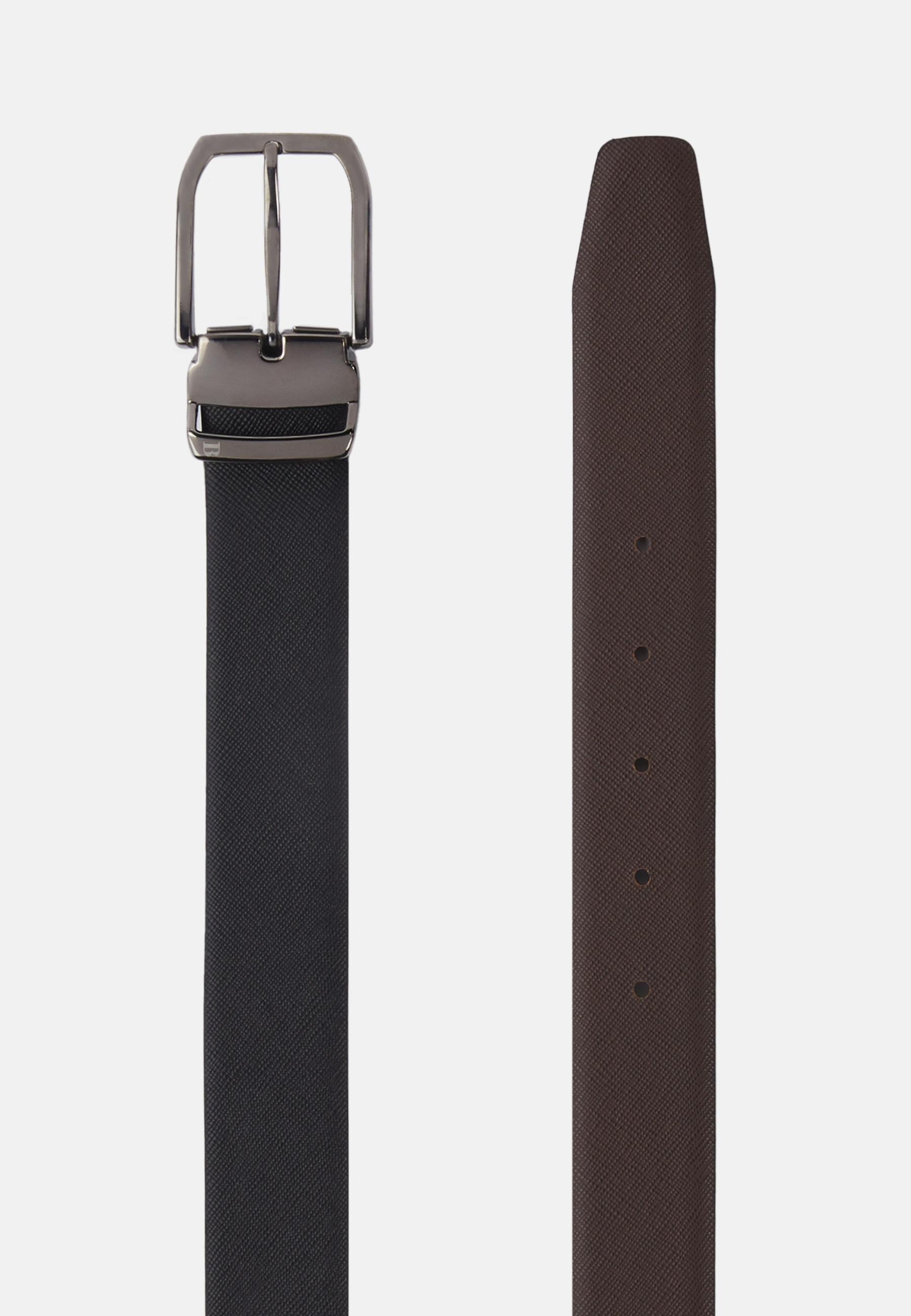 Black Printed Leather Reversible Belt, , medium