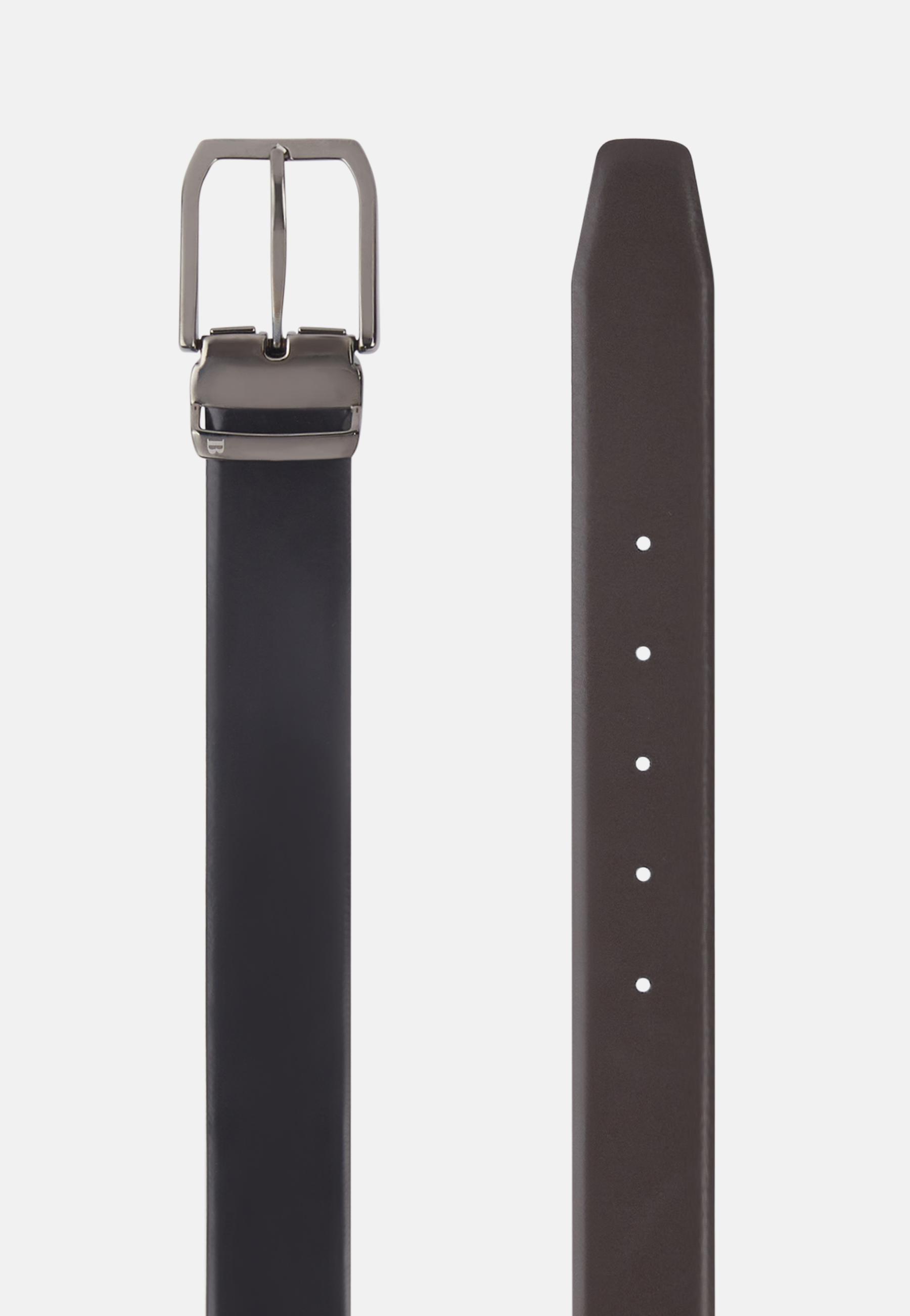 Black Reversible Smooth Leather Belt, , medium
