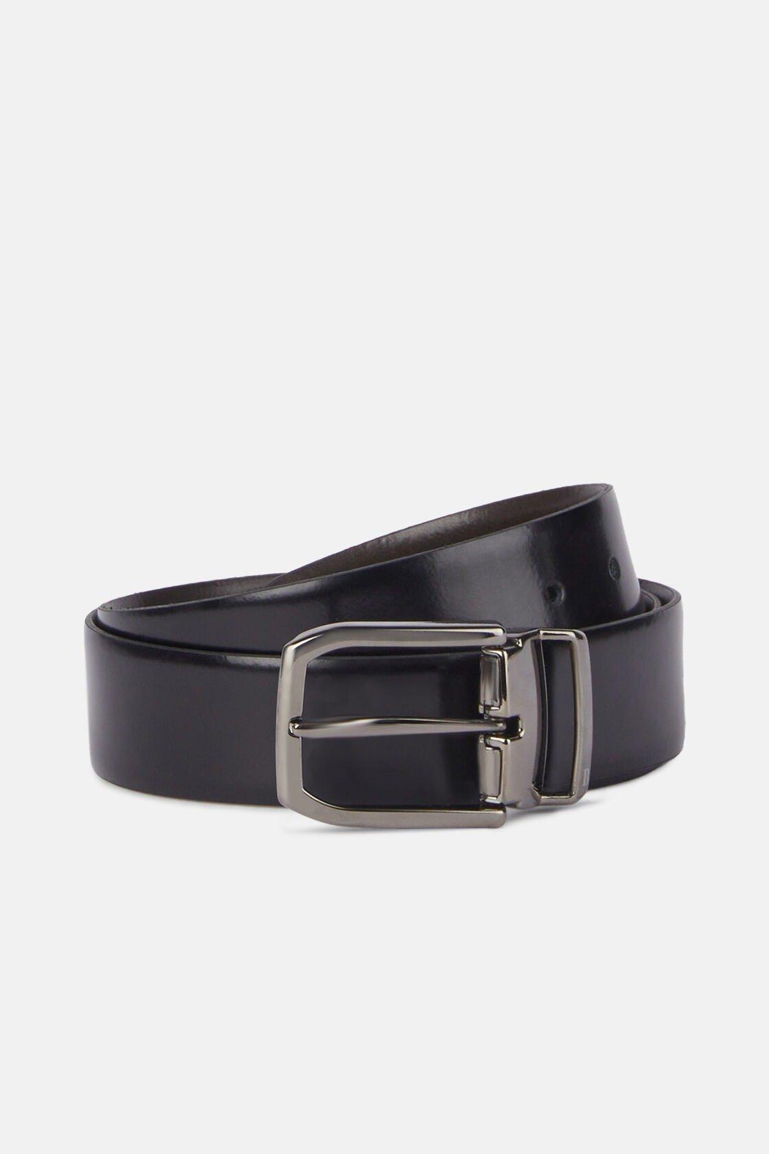 Black Reversible Smooth Leather Belt, , large image number 1