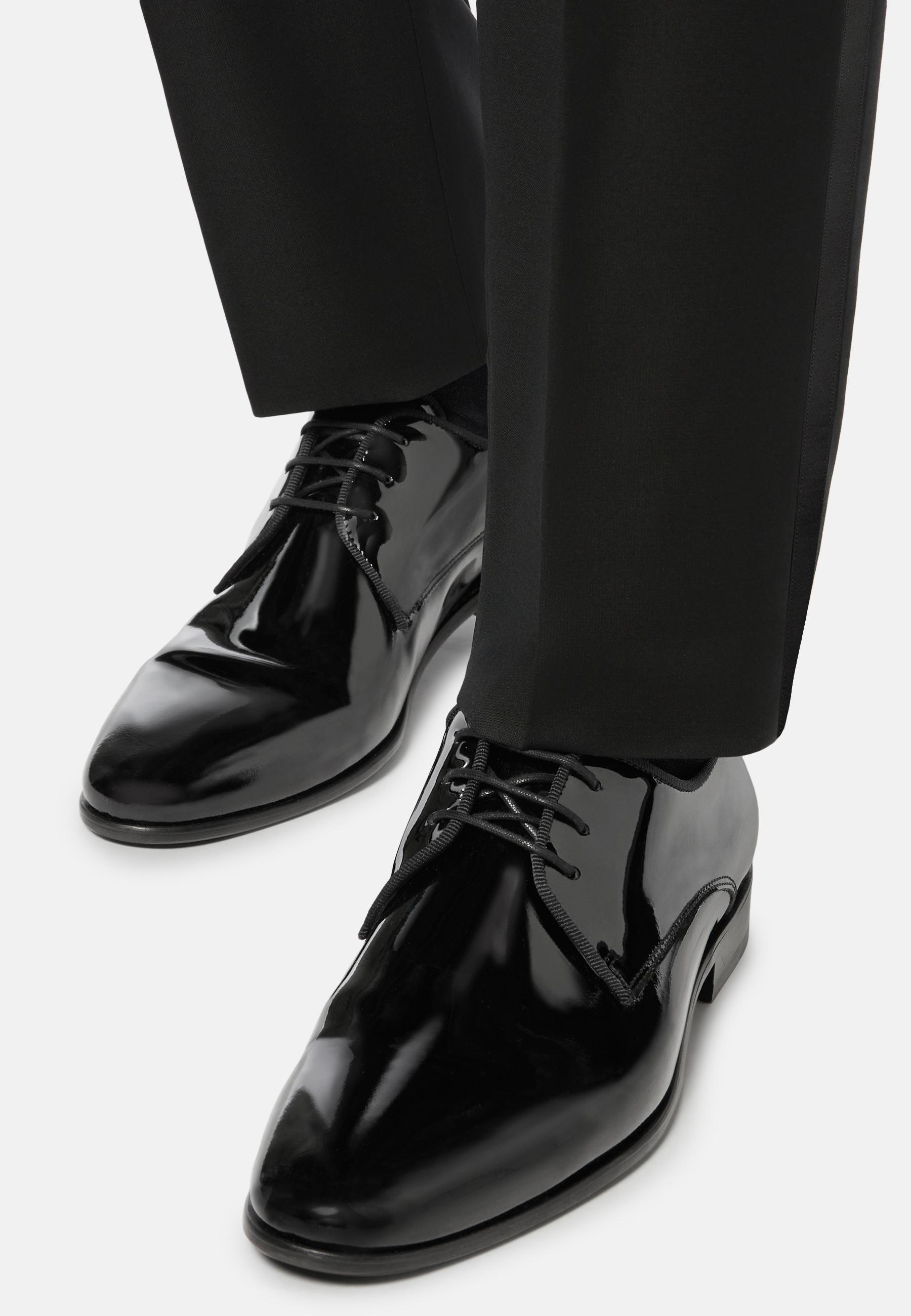 Black Leather Derby Shoes, , medium