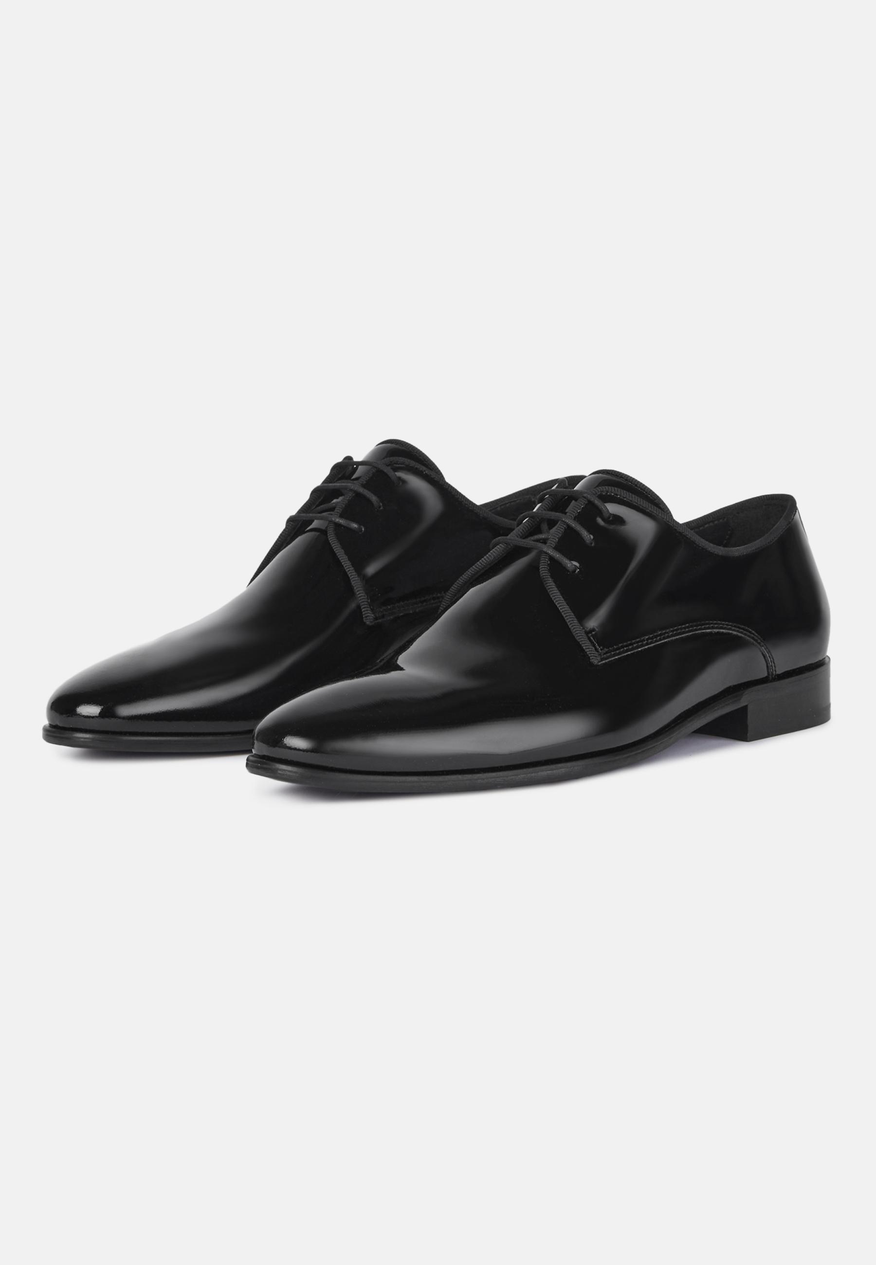 Black Leather Derby Shoes, , large image number 1