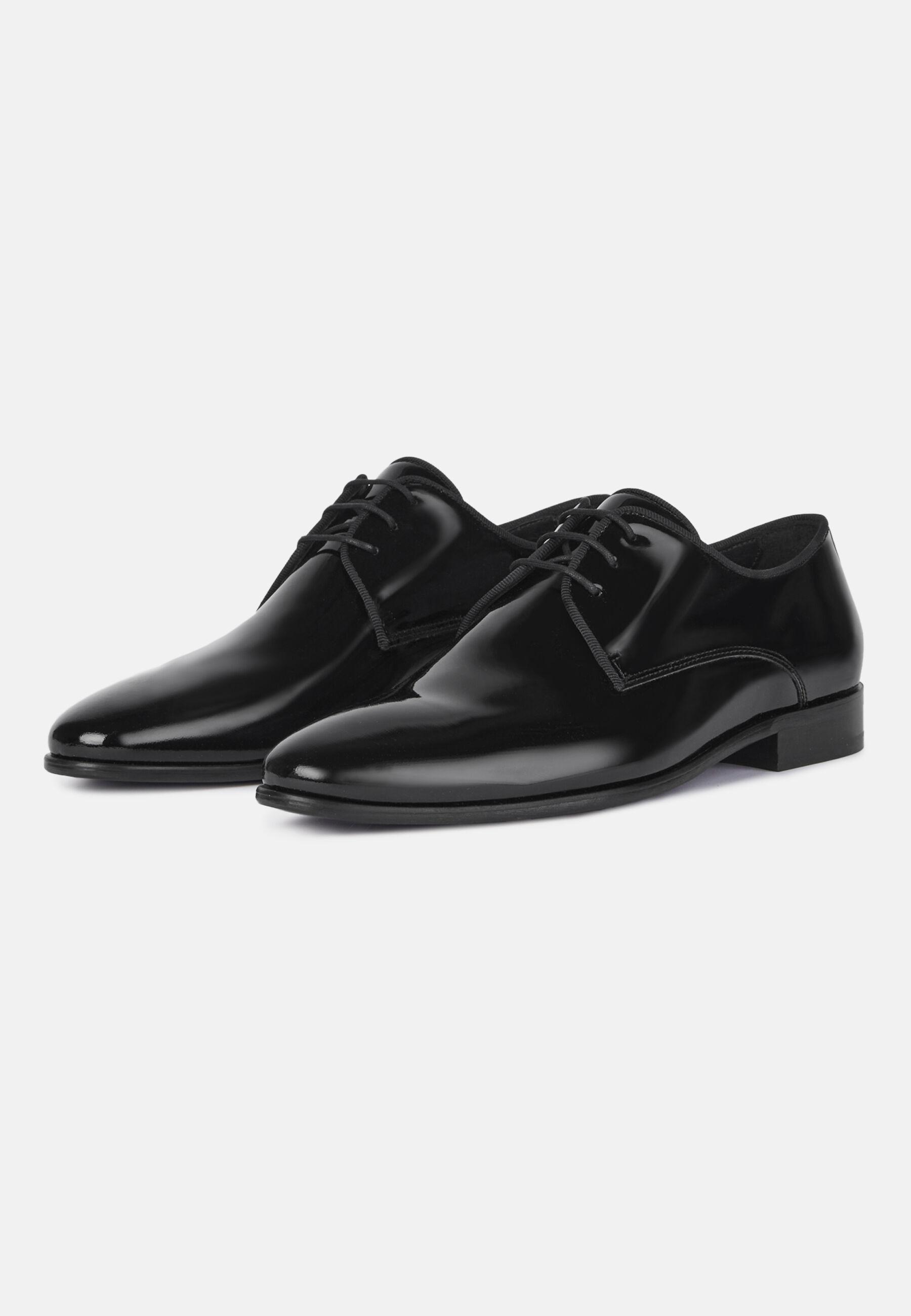 Leather Derby Shoes Black, Black, large image number 3