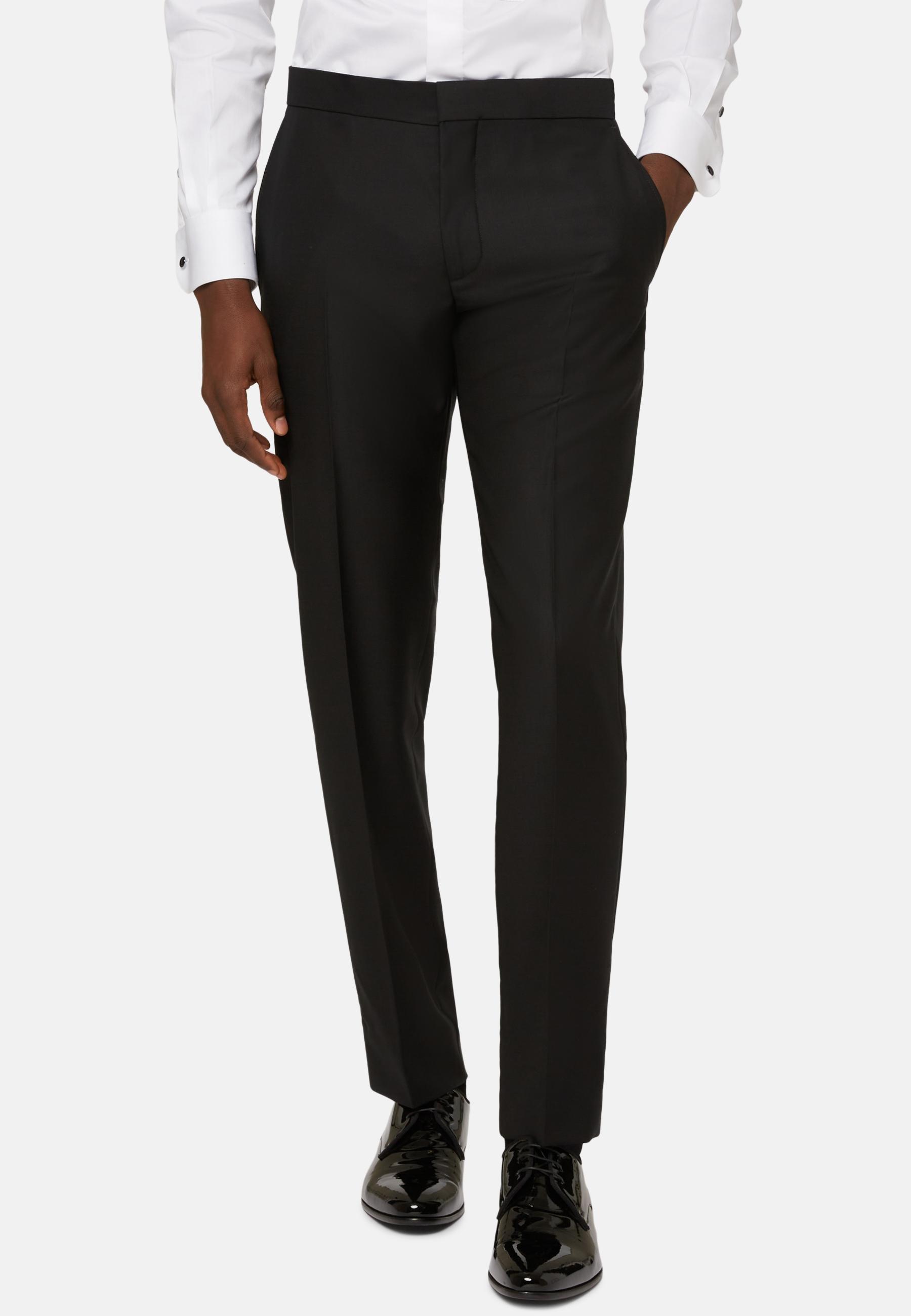 Tuxedo Trousers In Wool Black, Black, medium
